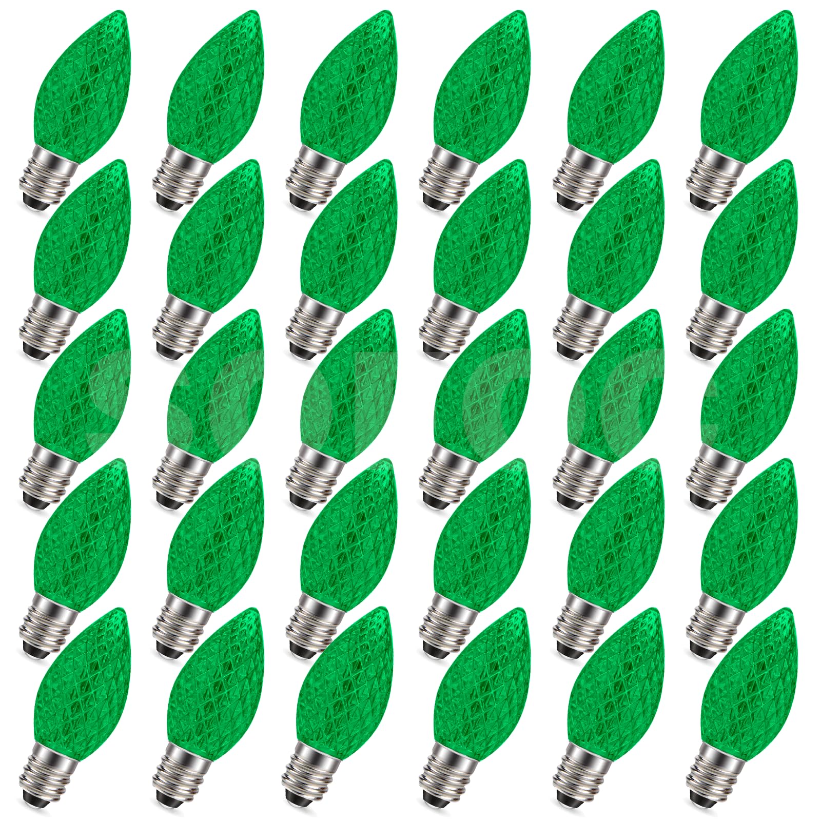 SOFOC E12 C7 30Pcs Crystal Effect LED Christmas Ambient Light Green for Outside Garden House Party Wedding Xmas Tree Decor 220V Plug & Play