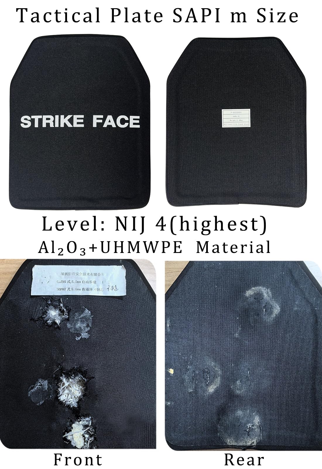 NIJ IV Panzerplatte – NIJ IV Schock Schutz Platte Rüstung, 30 x 25CM , Al2O3+PE Taktischer Körpereinsatz für Weste/Rucksack