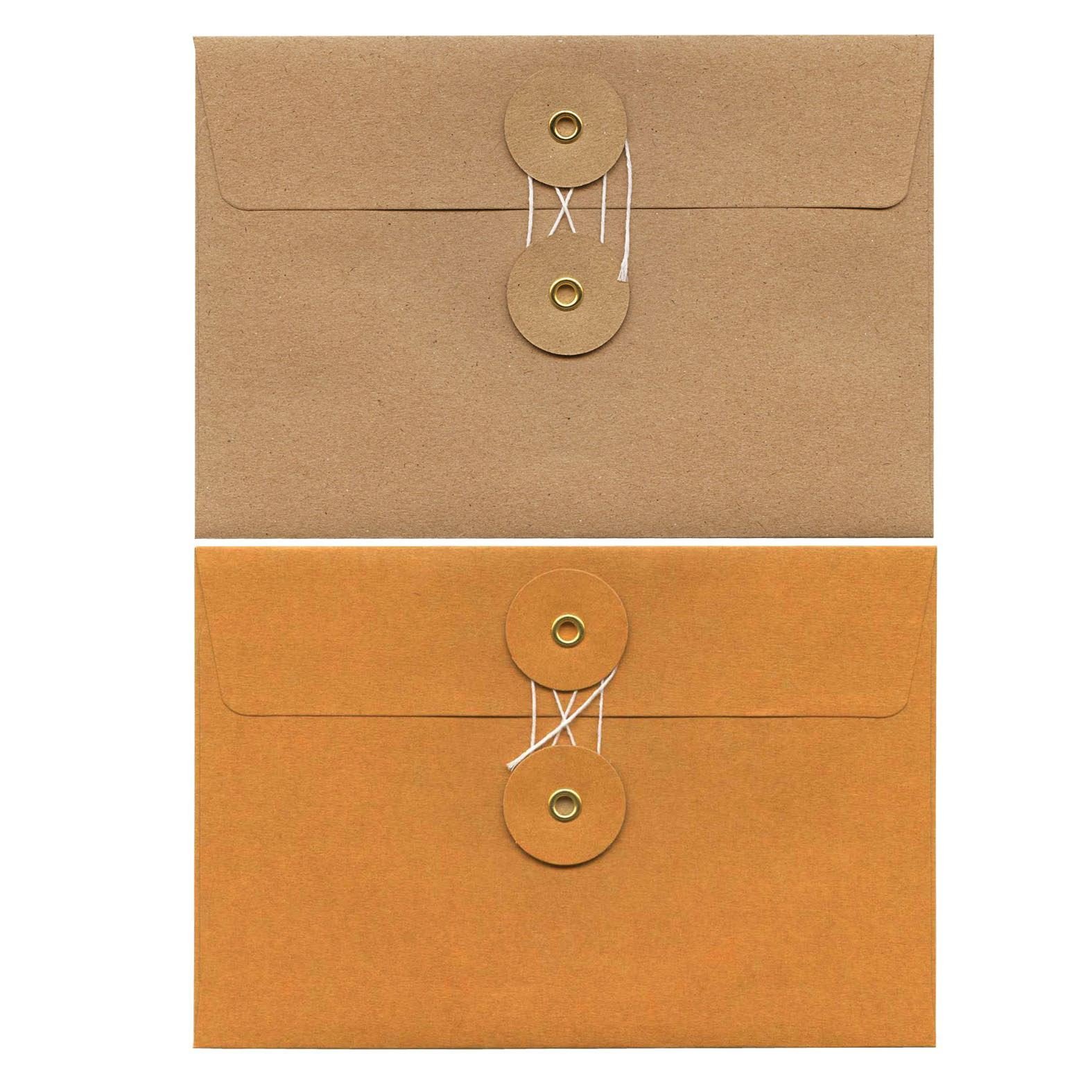 Midori 85673006 Sobres de papel kraft, M, cordón horizontal, naranja, 8 hojas