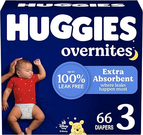Miniatura 28 de Pañales Huggies Size 4 Overnites: Pañales de noche, talla 4 (22-37 libras), 100 unidades, el empaque puede variar
