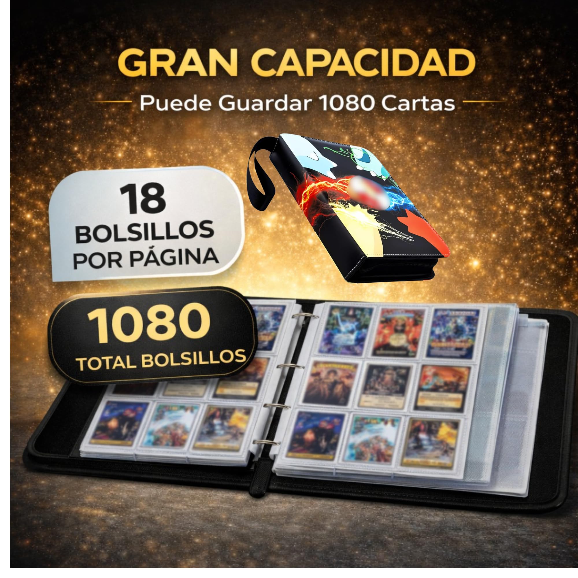 Álbum de Cartas profesional TGC,1080 Cartas,60 Páginas|Fundas Integradas, resistente al agua,acabado PREMUIM |Card Binder Profesional de coleccionista de Alta Capacidad,carpeta de tarjetas,archivador