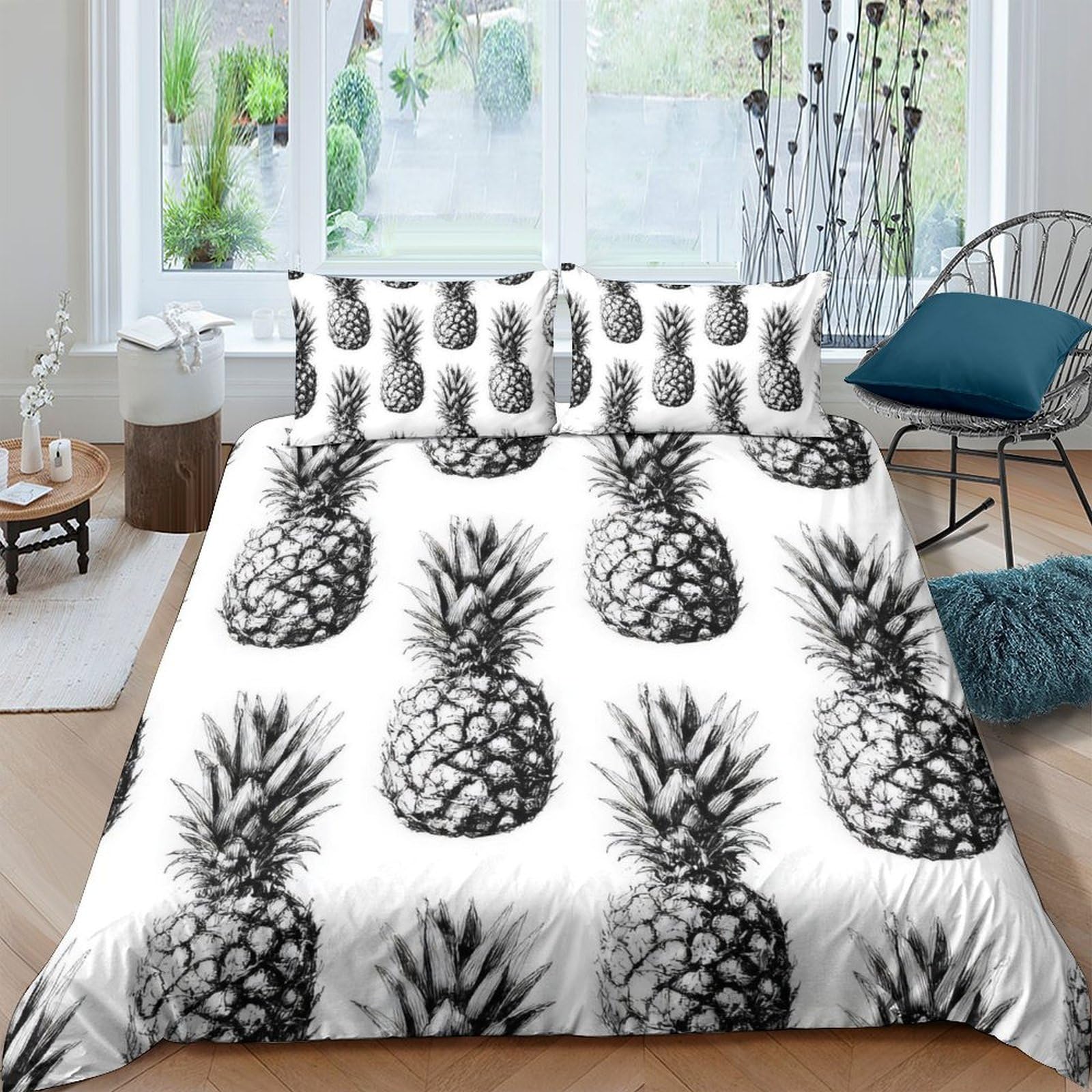 Ctjqhvkz Style-2 3D Printed Pineapple Fitted Sheet Microfiber Soft Breathable Tropical Fruit Bed Cover For Bedroom Guest Room Decor Single（135X200cm）
