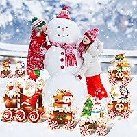 Vista 2 de Decoraciones de Tren de Navidad para Patio con Luces LED - Juego de Árbol de Navidad, Muñeco de Nieve y Tren para Patio con Estacas