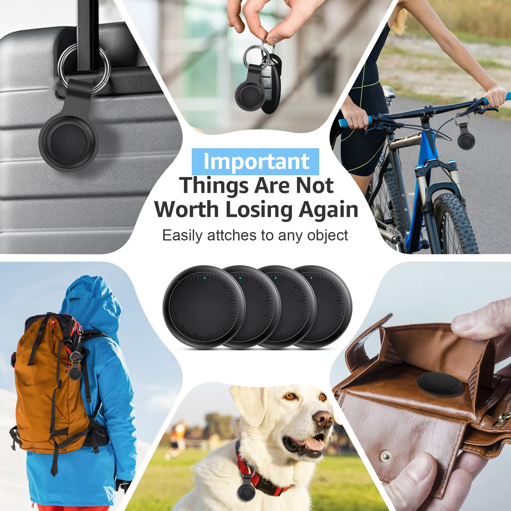 Air Tracker Tag Android, 2 Pezzi Smart tag Android, Funziona con Google Dov'è App, Bluetooth Trova Oggetti, Air Tracker Tag Bluetooth Localizzatore Chiavi per Chiavi/Bagagli/Valigie (Nero) (Nero)