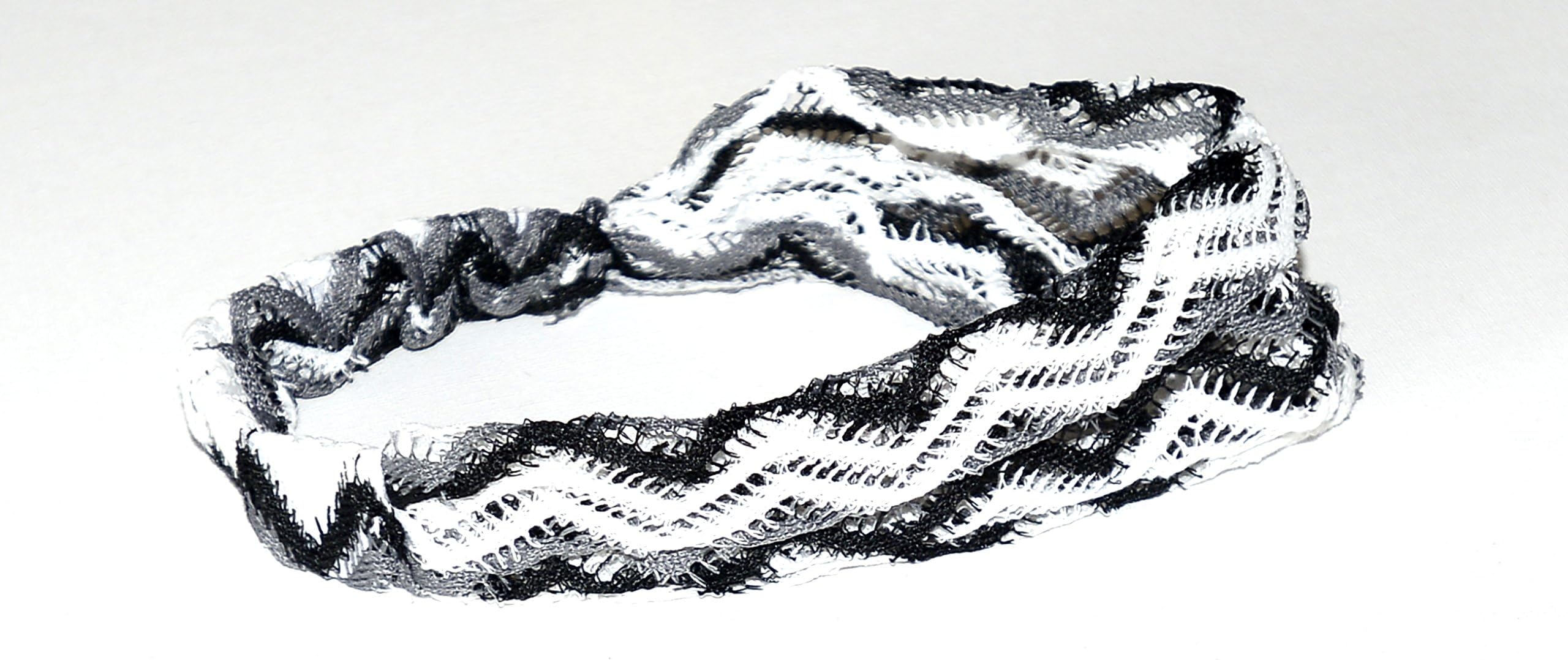 GIFZY Korean Mesh Head band/Hair Wrap (Women's Gypsy/hippie elasticated back Bandana), cool stylish,chic and cute black, white and grey colour