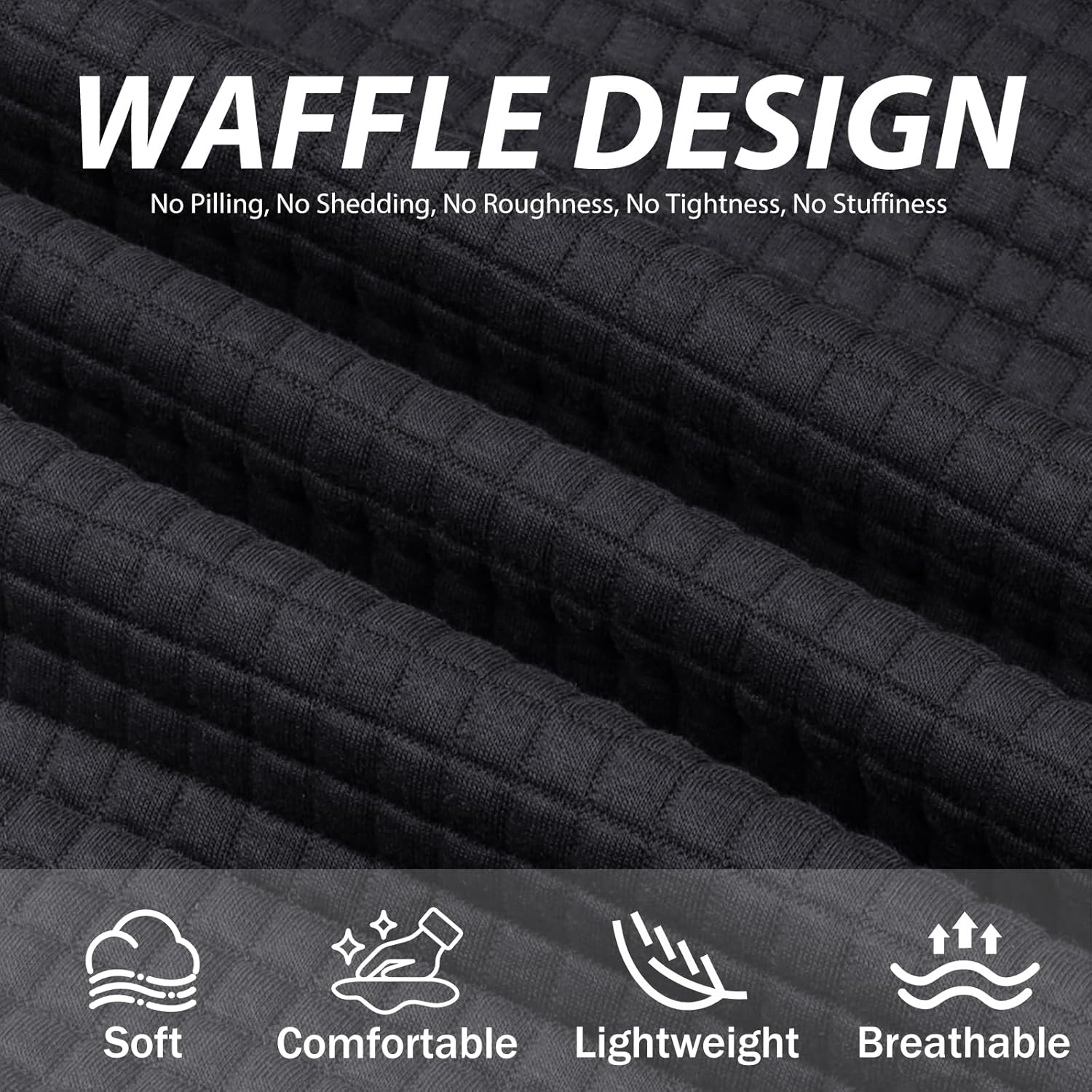 Womens Hoodies Casual Drawstring Waffle Pullover Fall Tops Loose Long Sleeve Hooded Sweatshirt with Pocket - Image 8