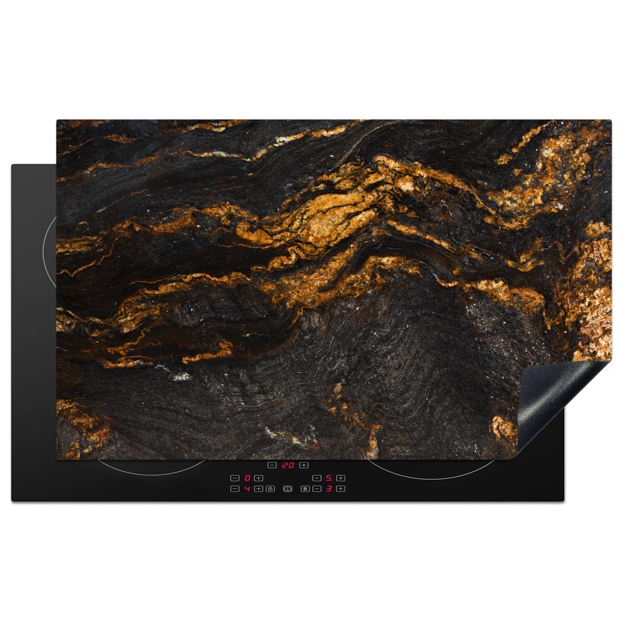 KitchenYeah© Induction Hob Cover Protector Mat 20.3"x32.7" / 83x51.5 cm Kitchen Universal Ceramic Covers for Electric Cookers Vinyl Marble - Limestone - Black - Gold - Marble Look - Luxe