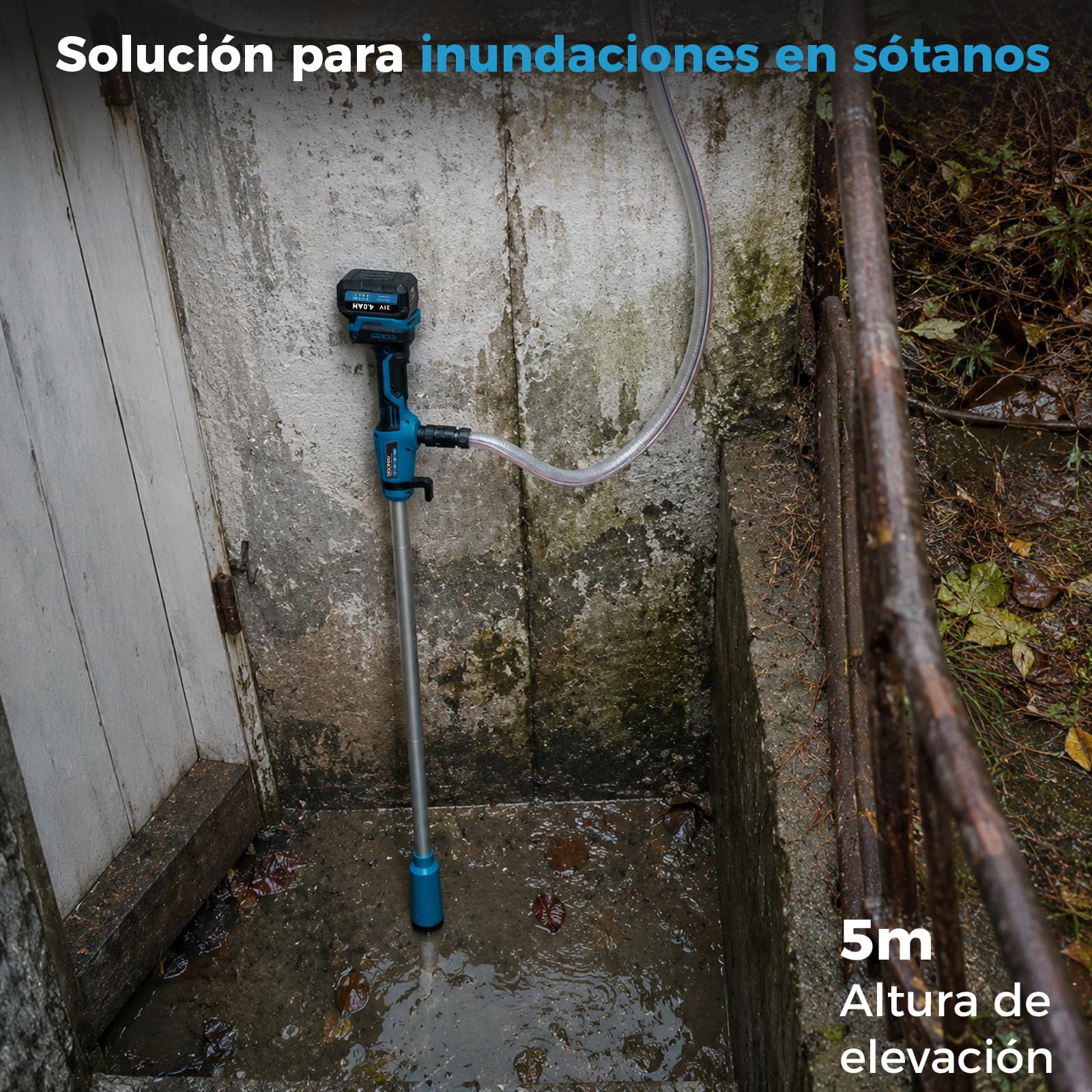 Bomba de Transferencia Inalámbrica, Compatible con Makita 18V LXT Batería, Bomba Eléctrica para Llenado con Pantalla Digital y Parada Automática, 2725 L/h, para Diésel, Agua, Jardín, IBC