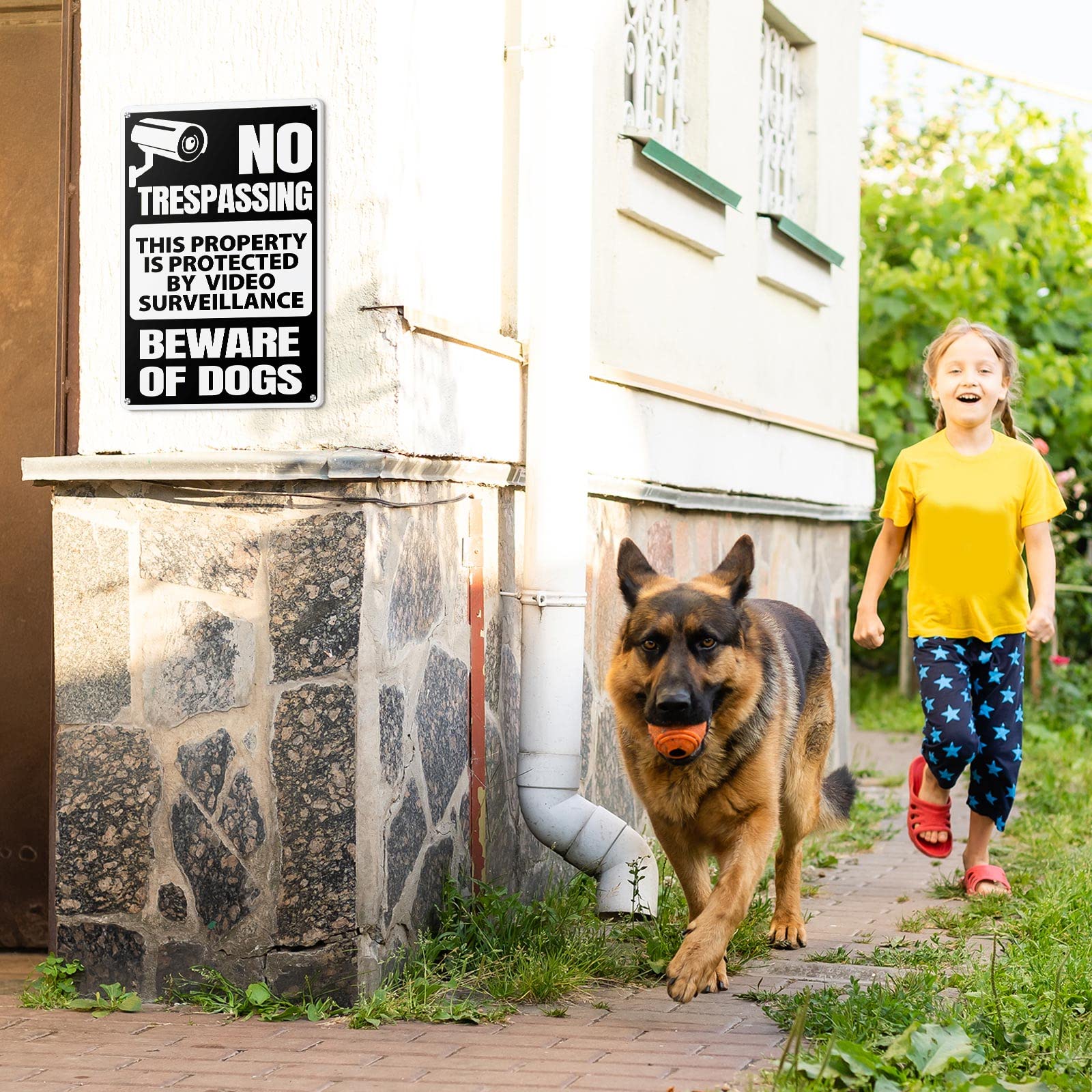 Loopeer 2 Stück Beware of Dog Schild für Zaun No Trespassing Schild Lustige Warndekoration Metall Rostfrei Warnschilder Hund Warnung Metall Blechschilder für Zaun Rasen Garten Hof Schilder Outdoor