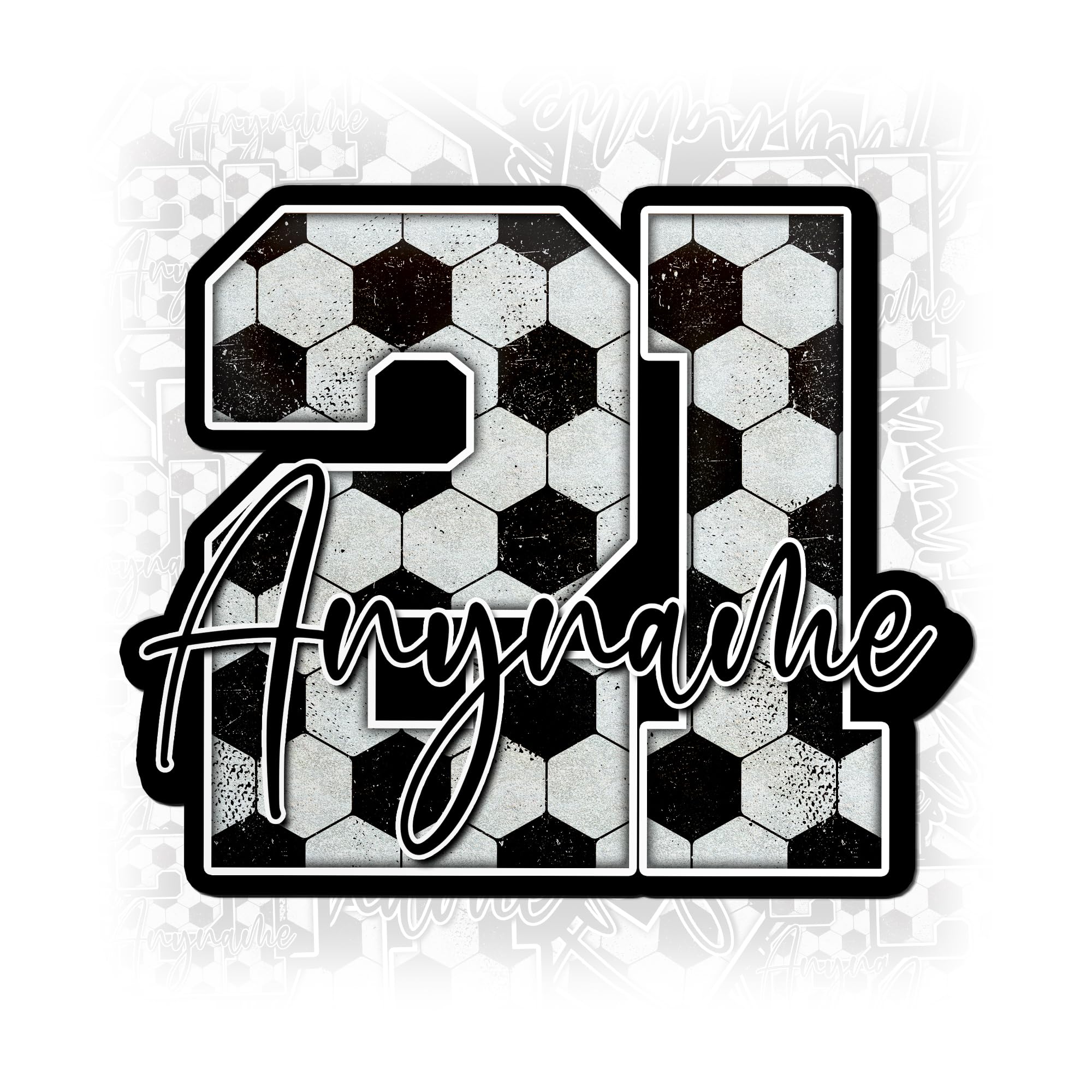 Custom Name Soccer Sticker Decals Personalized Soccer Number Name Sticker Customized Sports Soccer Waterproof Die-Cut Vinyl Sticker for Laptop Hard