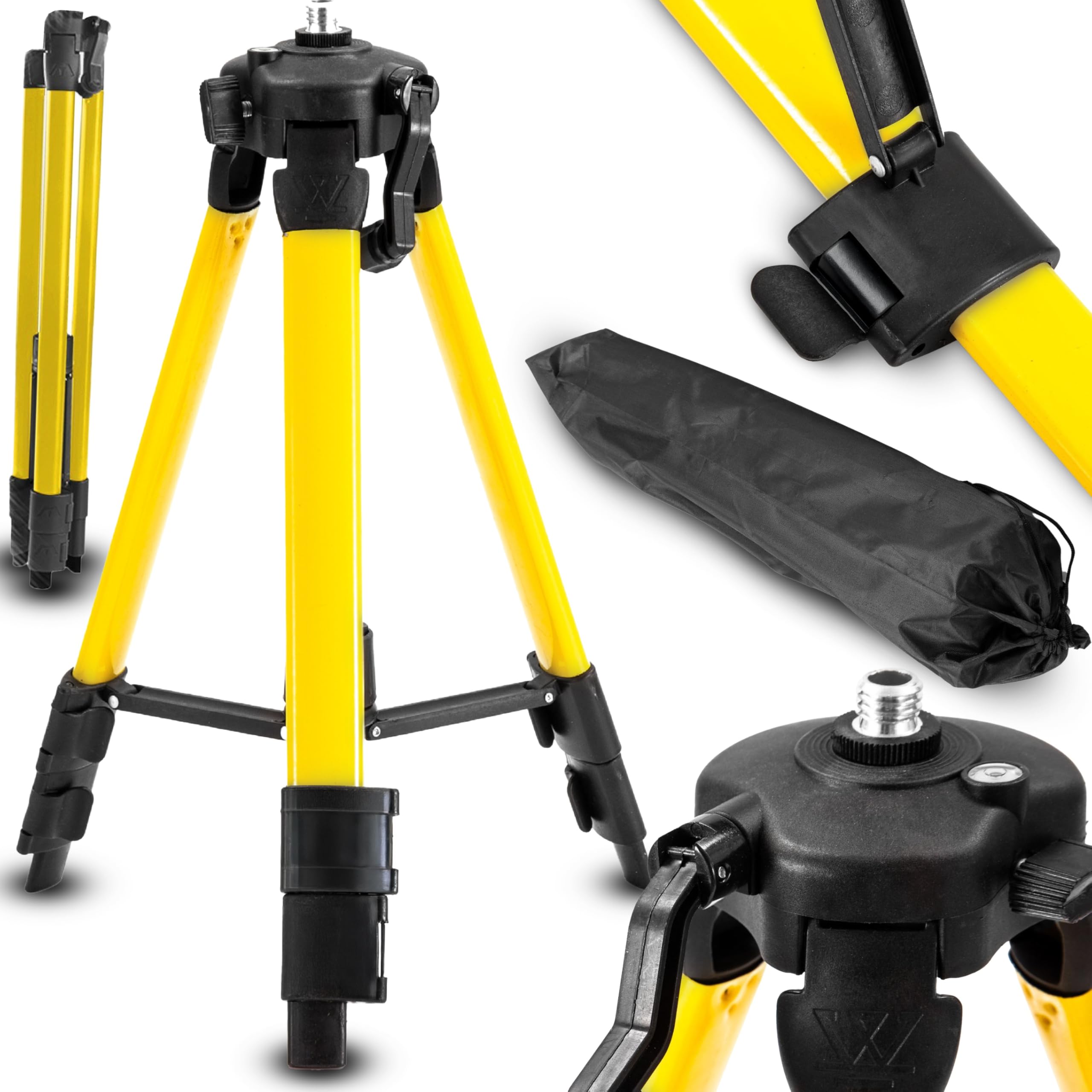 Retoo Trépied de Niveau Laser et Projecteurs 44–119 cm, Télescopique Support Aluminium Avec Filetage 5/8", Niveau À Bulle Intégré, Pied De Chantier Pour Atelier, Garage