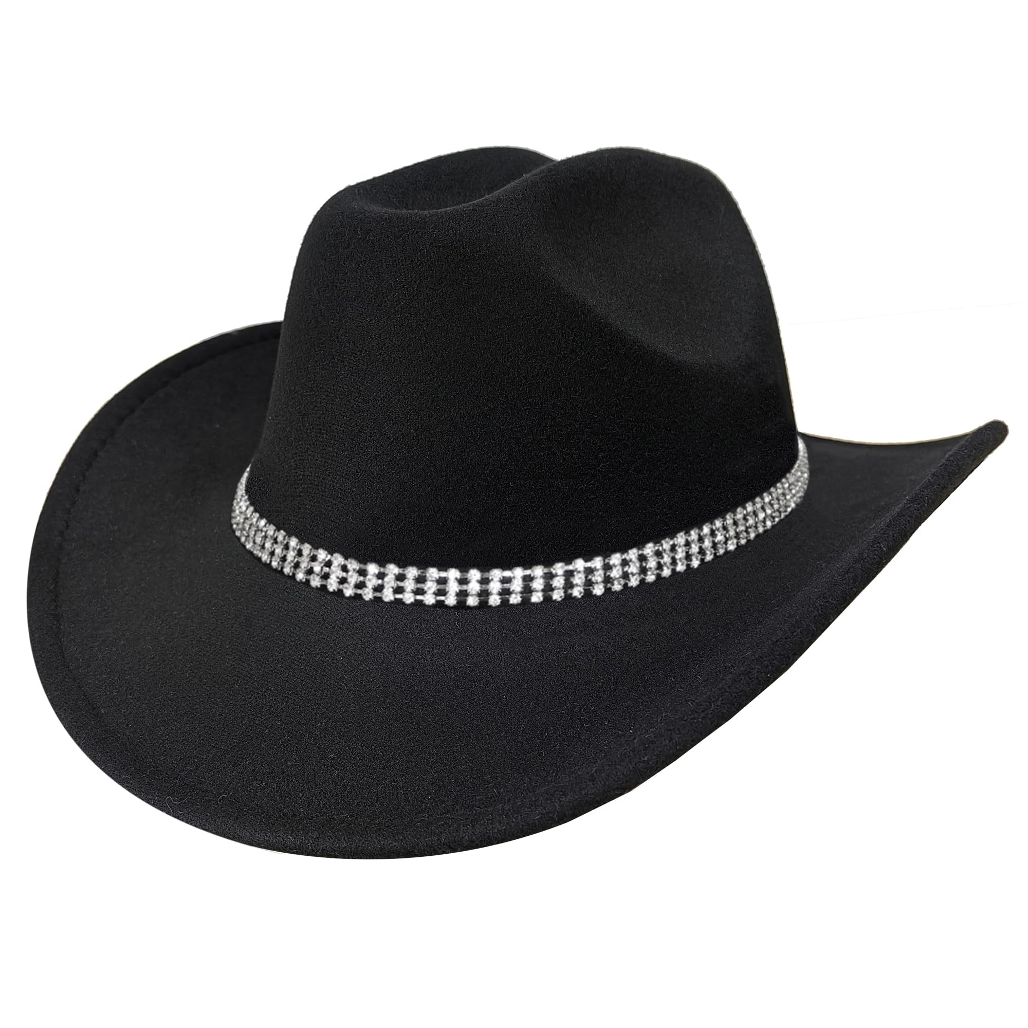 INOGIH Sombrero Western Cowboy con cinturón para Mujeres - Sombrero panamá de fieltro de lana