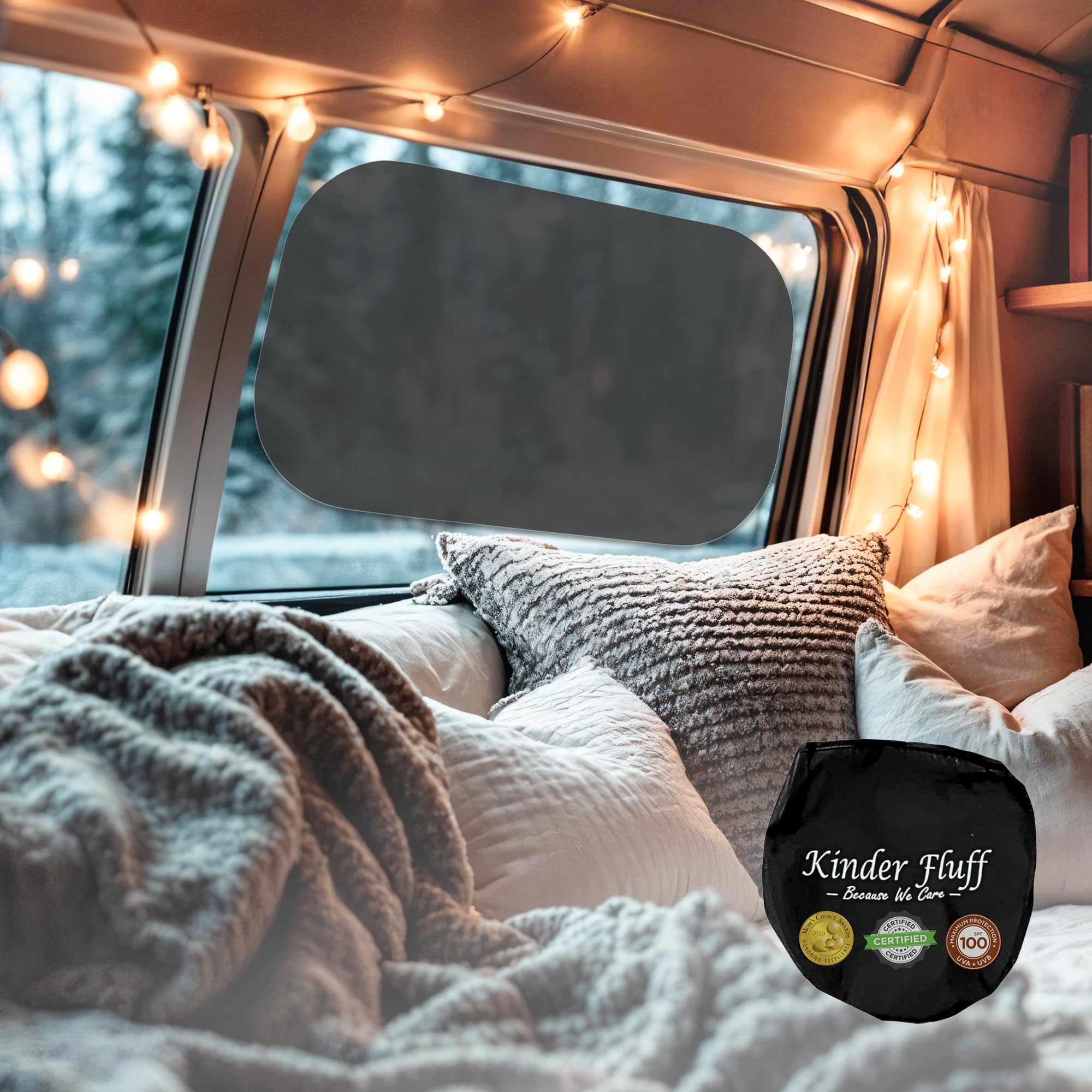 kinder Fluff Car Window Shade (4Pack)-The Only Certified Car-Window Sun Shade for Baby Proven to Block 99.95% UVR - Mom's Choice Gold Award - Seat Sun Protection - (XL)