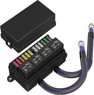 RVBOATPAT 12V Pre-Wired Fuse Relay Box: 4x40A Relays, 12 ATC/ATO Fuses, Waterproof Block for Car Boat Marine RV
