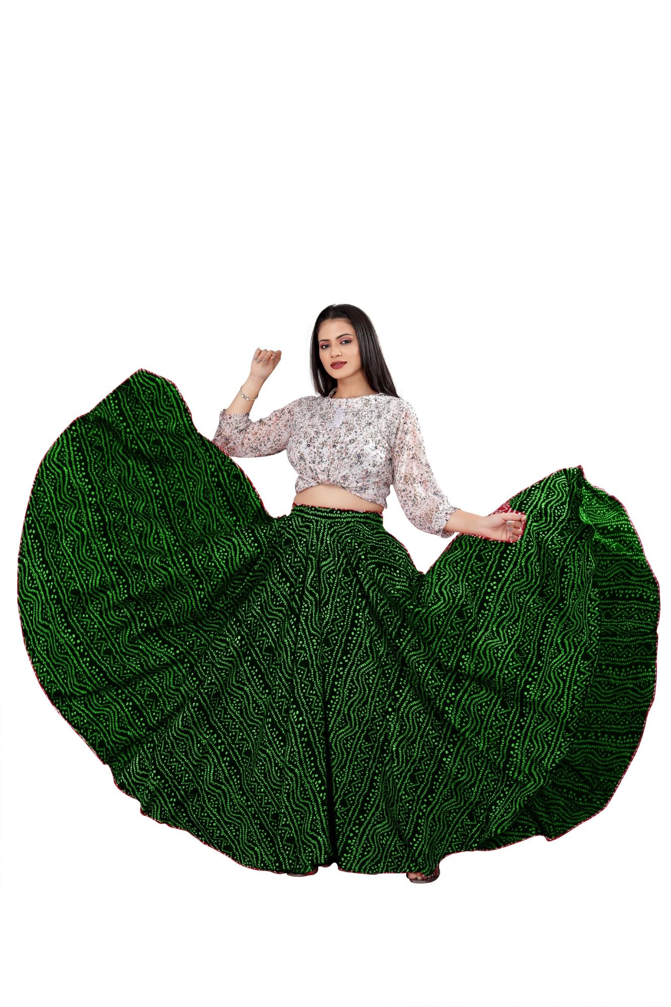 jyeshta Women's American Crepe Blooming Flared Long for Traditional Stitched A-line Flare Skirt for Girls with 12 Meter Flare 40inch Height-picture-21