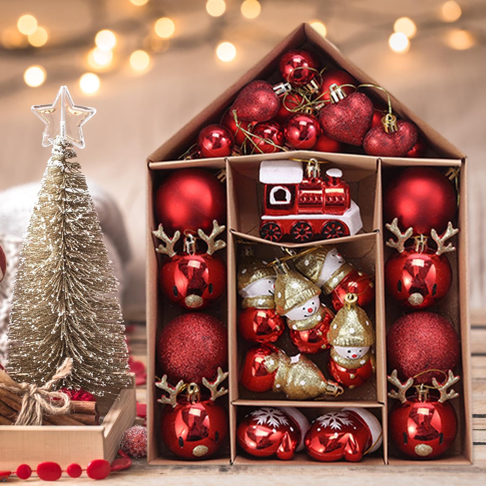 Oshhni Weihnachtskugeln, Ornamente, Weihnachtsbaumdekoration, Anhänger, Weihnachtskugeln, große Menge für Partygeschenke, Festliche Winterfeiertage auf der, Rotes Schneemann-Set