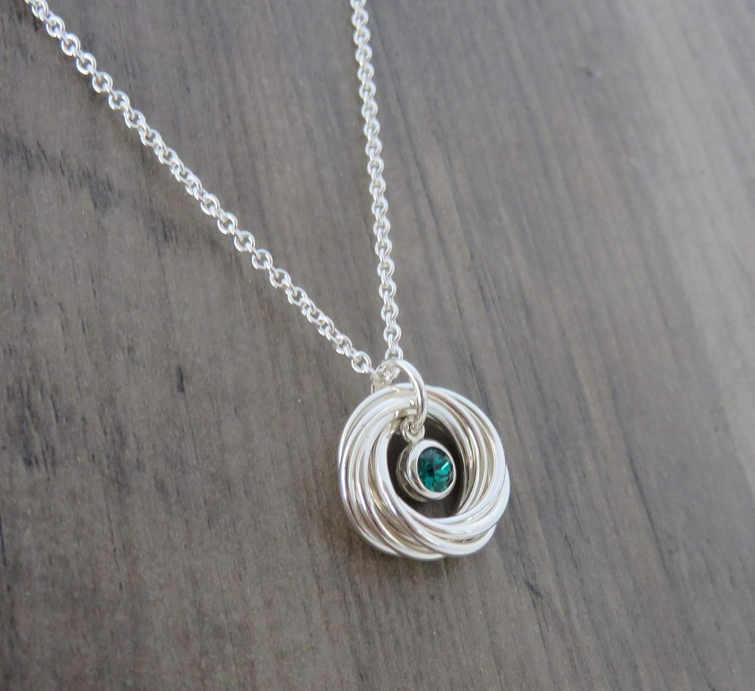 70th Birthday Gift | 70th Birthstone Necklace | Sterling Silver | Crystal Birthstone | 7 rings