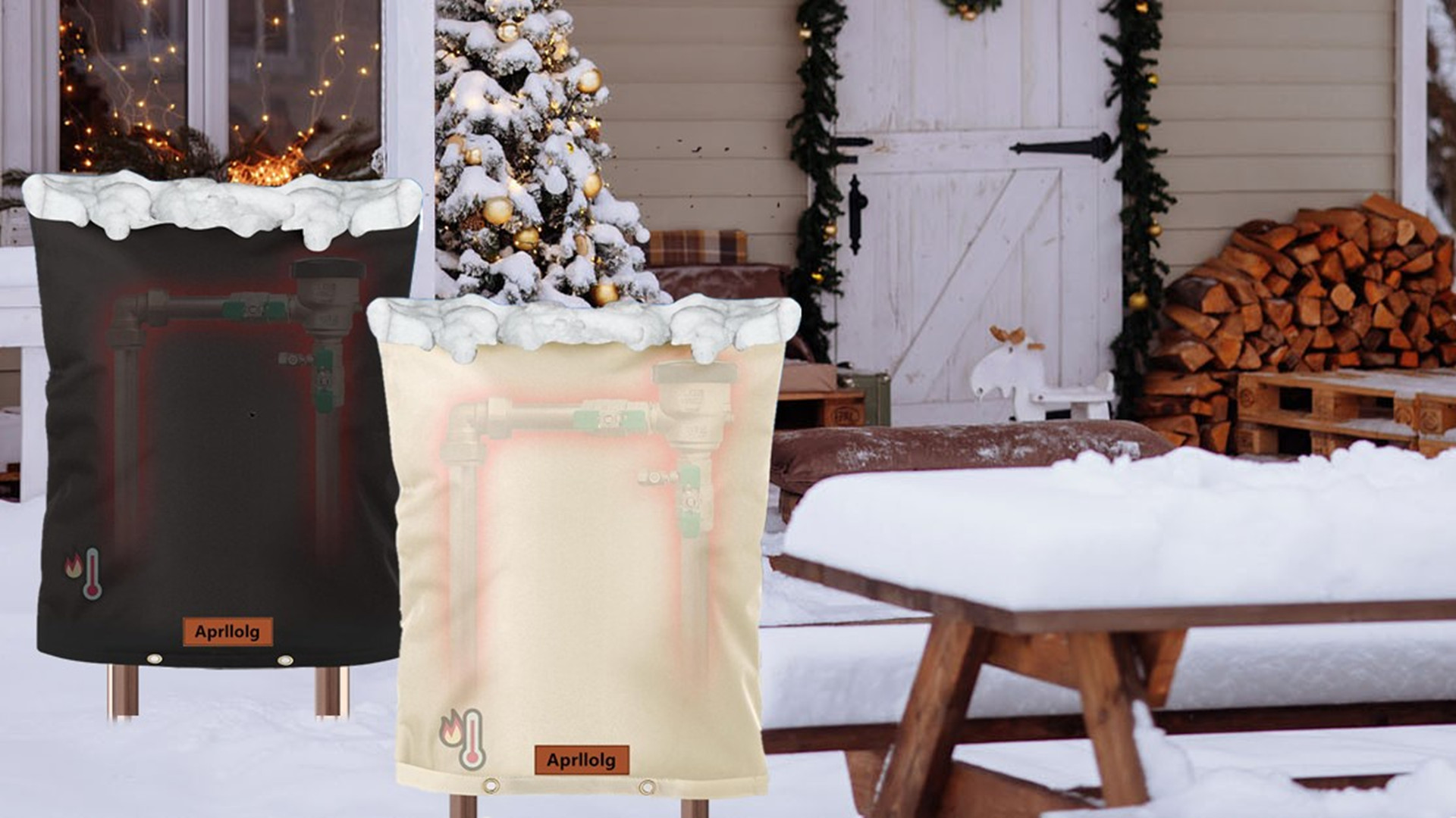 ArtiGifts Insulated Backflow Cover - 30"x30" Freeze Protection Pouch, Pale Khaki, For Sprinkler Systems - View #5