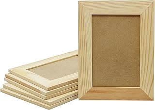 Creative Hobbies Pack of 6 - Unfinished Solid Pine Wood Picture Frames F...
