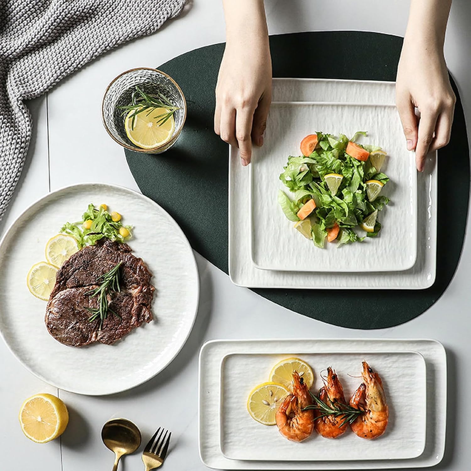 ヨーロッパの家庭用シンプルなレリーフ純白長方形の絶妙なセラミック