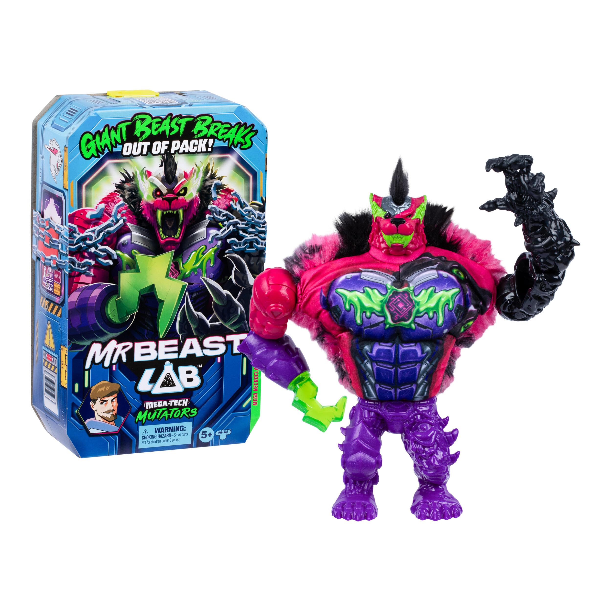 MRBEAST LAB MEGA-TECH Mutator NecroClaw, Poseable Action Figures | 9-inch NecroClaw with pour-and-reveal unboxing, fused materials design for MrBeast toys fans, release the MEGA-beast