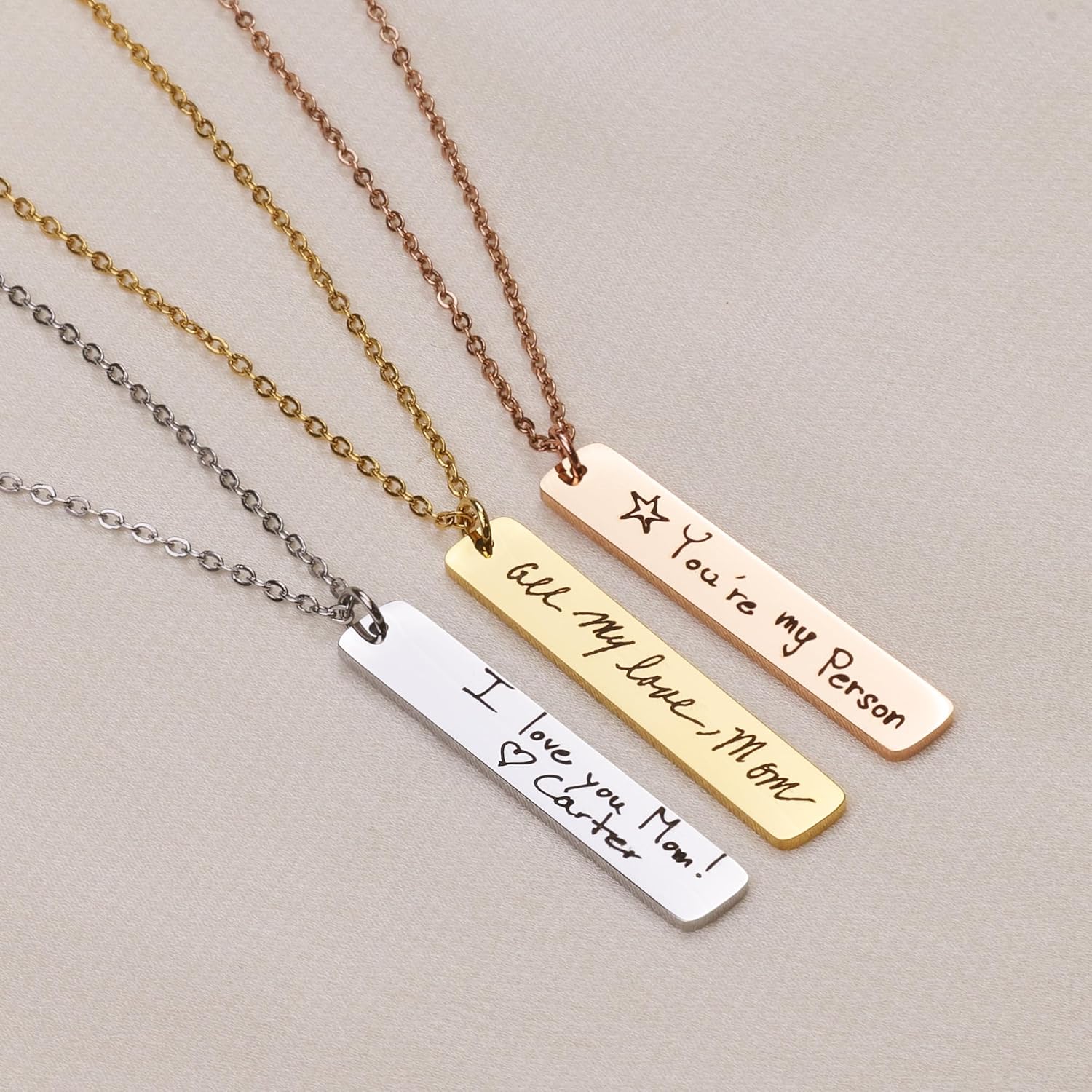 Actual Handwriting Necklace for Women, Personalized Memorial Signature Jewelry, Custom Kids First Handwritten Note, Drawing, Mother's Day, Birthday Christmas Gift, Gold, Rose, Silver