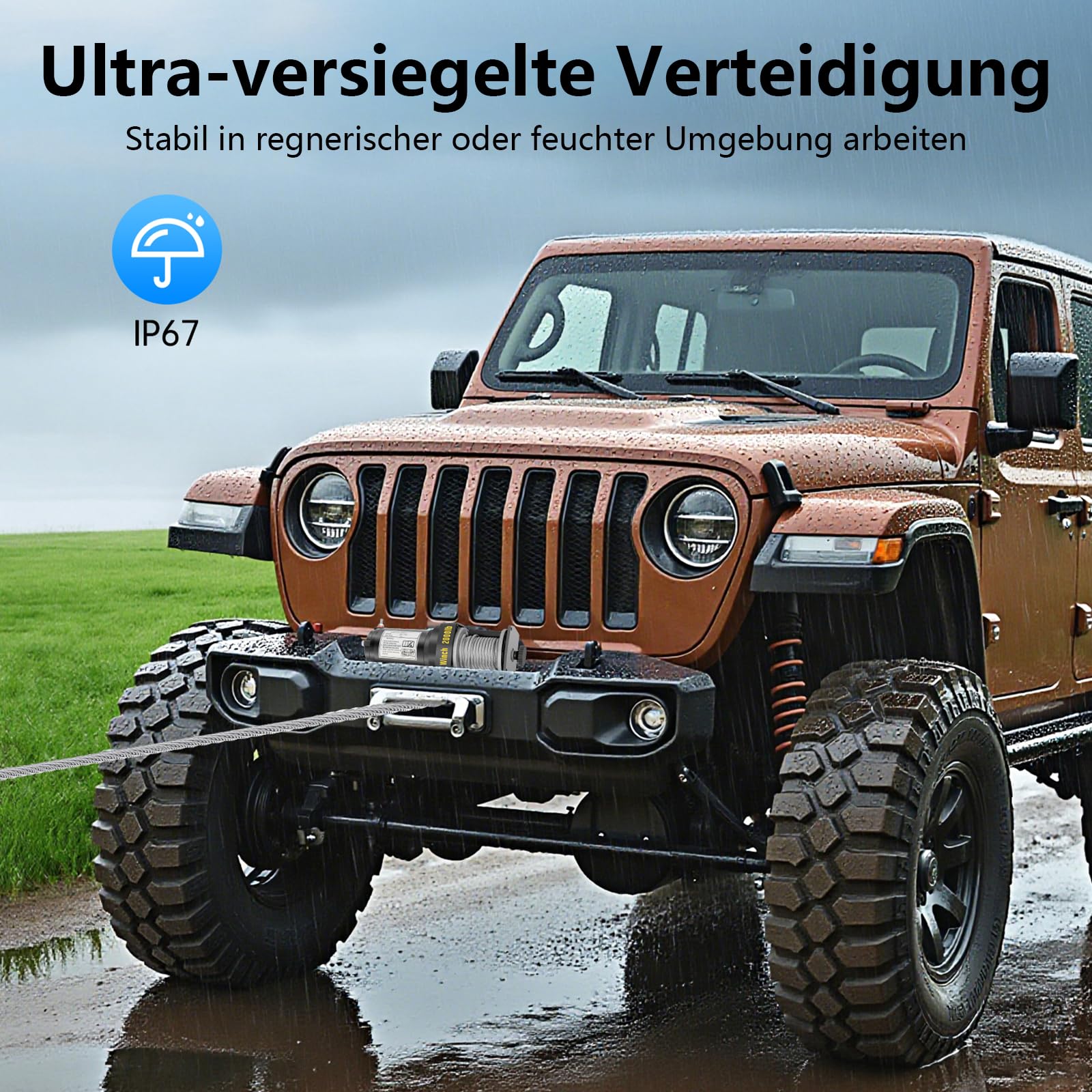 Elektrische Seilwinde 12V 0,4KW Motorwinde Seilzug 900KG Horizontale Traktionslast kompakter Seilhebezug für ATV, Auto, Boot, Anhänger, Offroad