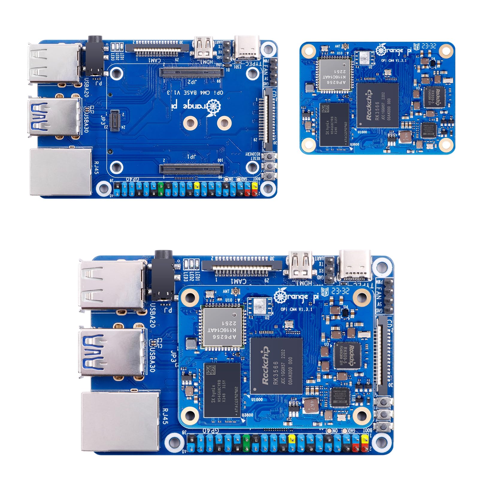 Orange Pi CM4 8G64GB with Base Board RK3566 Quad Core 64 Bit Single Board Computer, 1.8 GHz Frequency Wi-Fi & Bluetooth 5.0 Integrated RKNN NPU AI