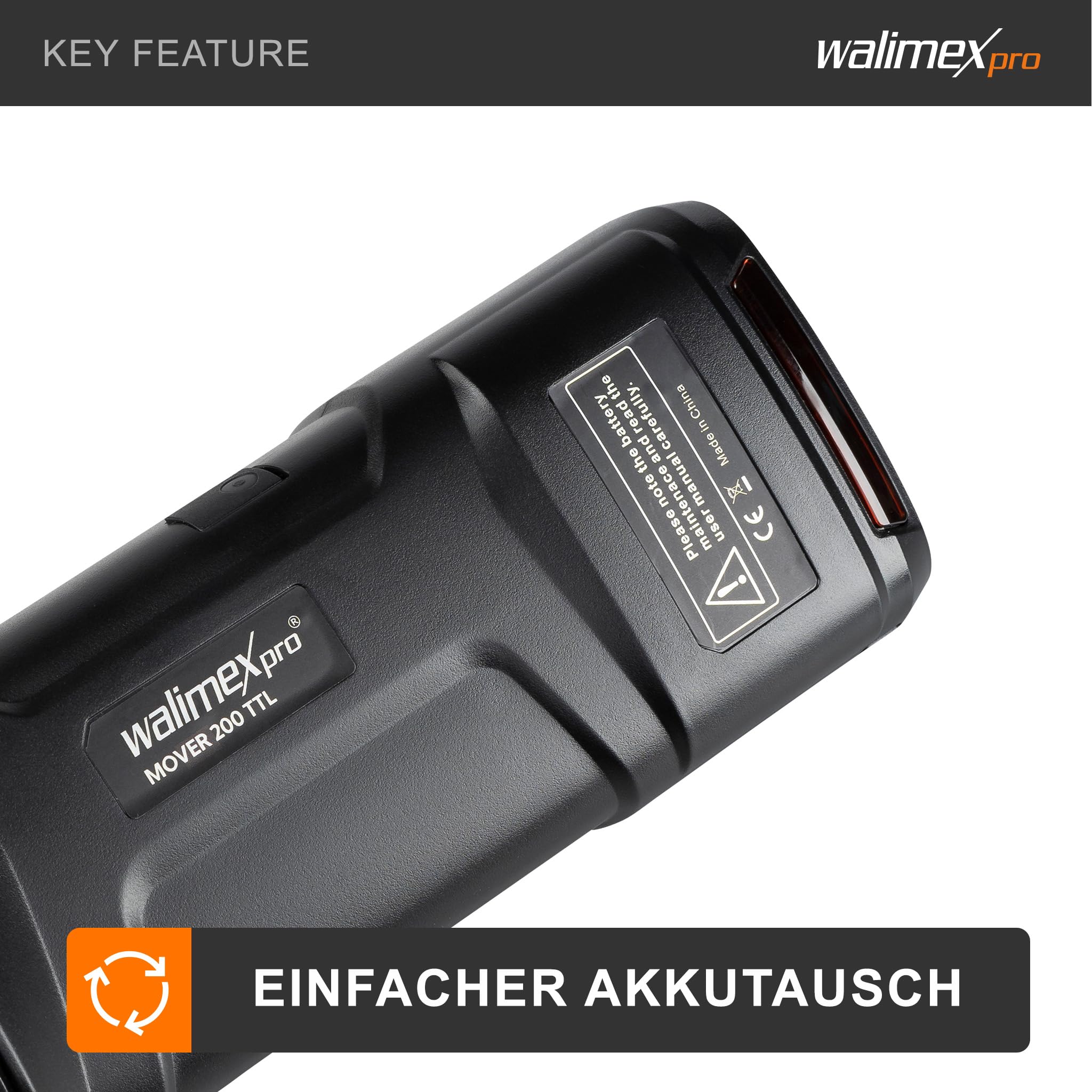 Walimex pro Batterie de Rechange pour Mover 200 TTL - Grande capacité, Longue durée, Permet des Prises de Vue Plus Longues - Batterie de Rechange pour Flash de Batterie de Studio