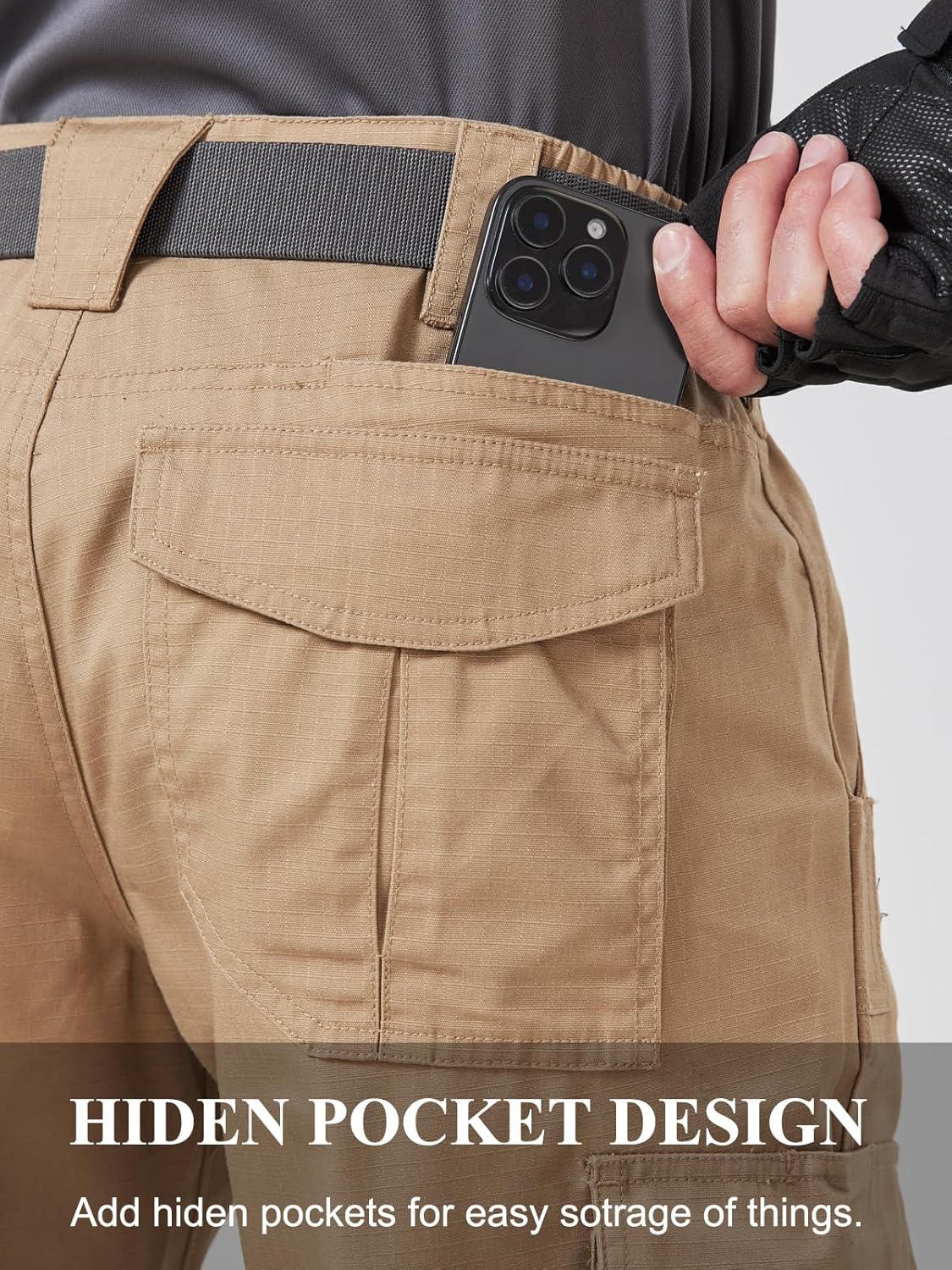 Mens Work Pants Cargo Tactical Construction for Men Ripstop Waterproof Lightweight Outdoor Hiking with Pockets - Image 5