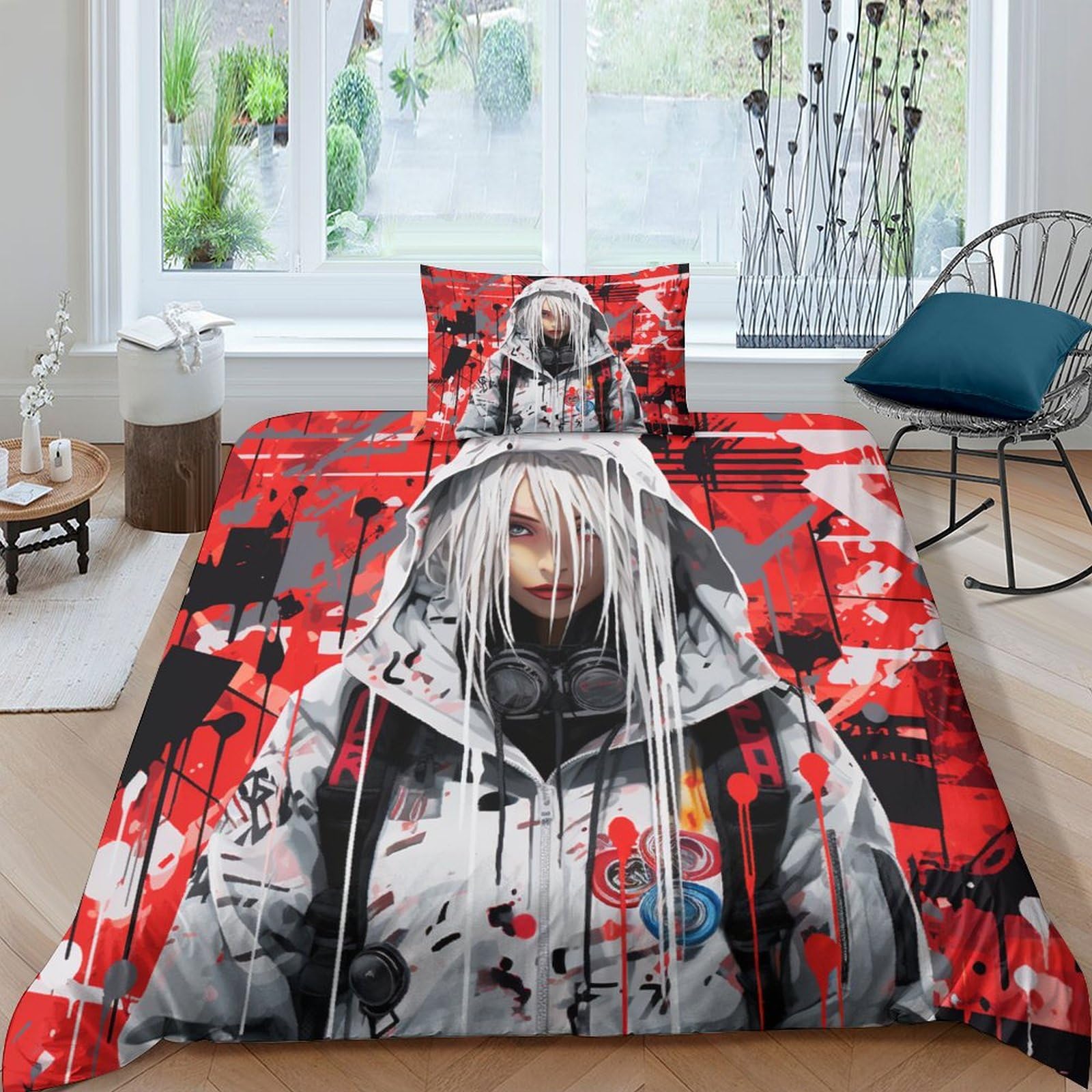 Funda nórdica de anime para dormitorio infantil moderno con sábanas suaves de microfibra de 135x200