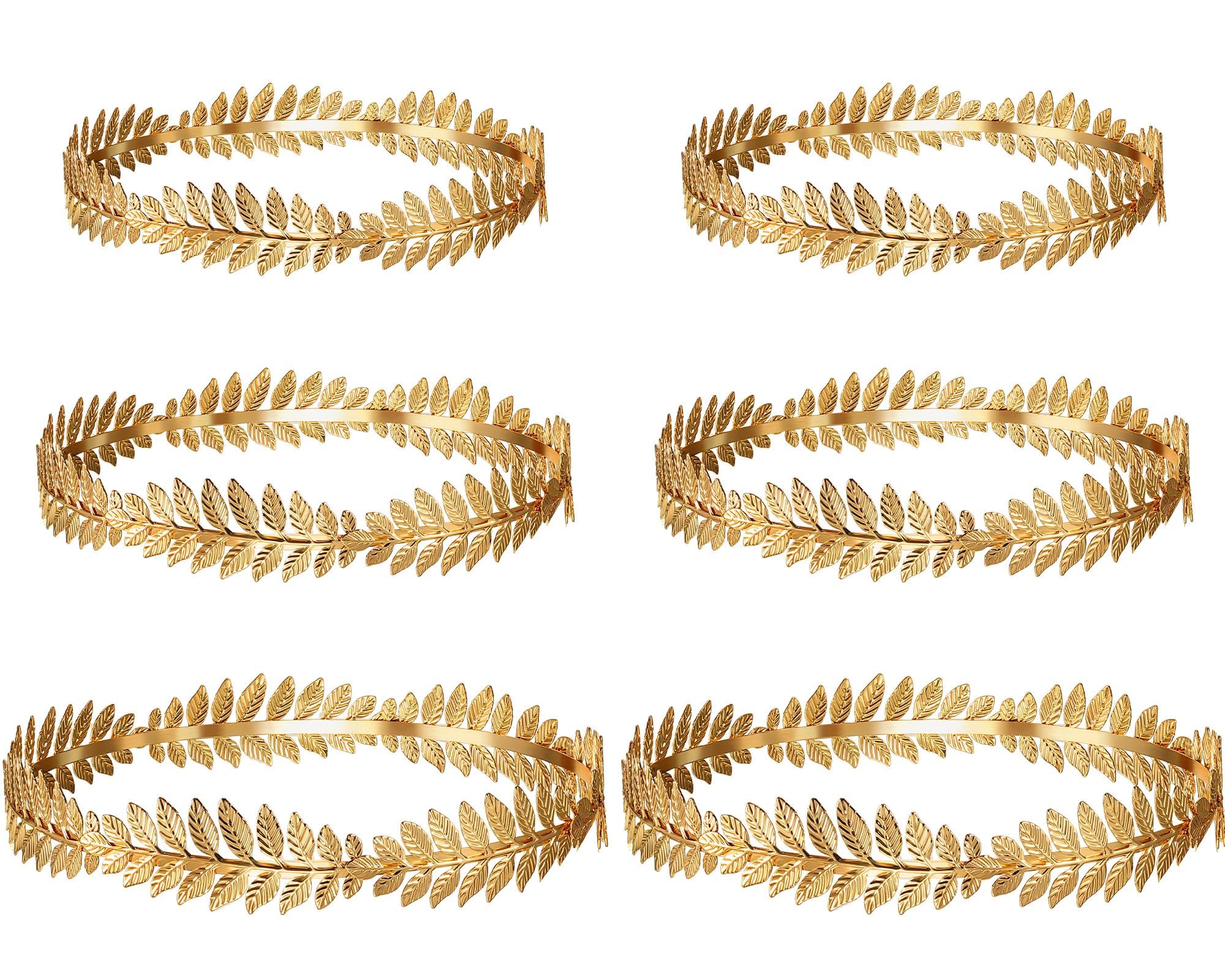 MAKINGTEC Head Wreath Crown Headdress, 6 Pieces Greek Roman Laurel Leaf, Roman Leaf Headband Tiara Headwear