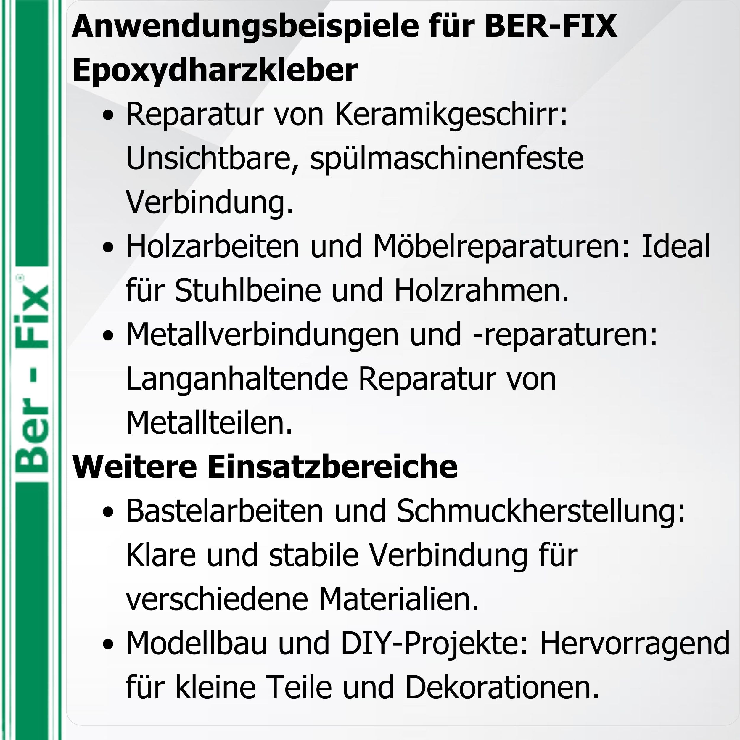 Ber-Fix® 2K Epoxidkleber 5 Min – Vorratspack (6x50g) | mit Dosierpistole; 2K-System für Spaltfüllung und feste Reparaturen; Aushärtung 5 Minuten; Inhalt: 6x50g