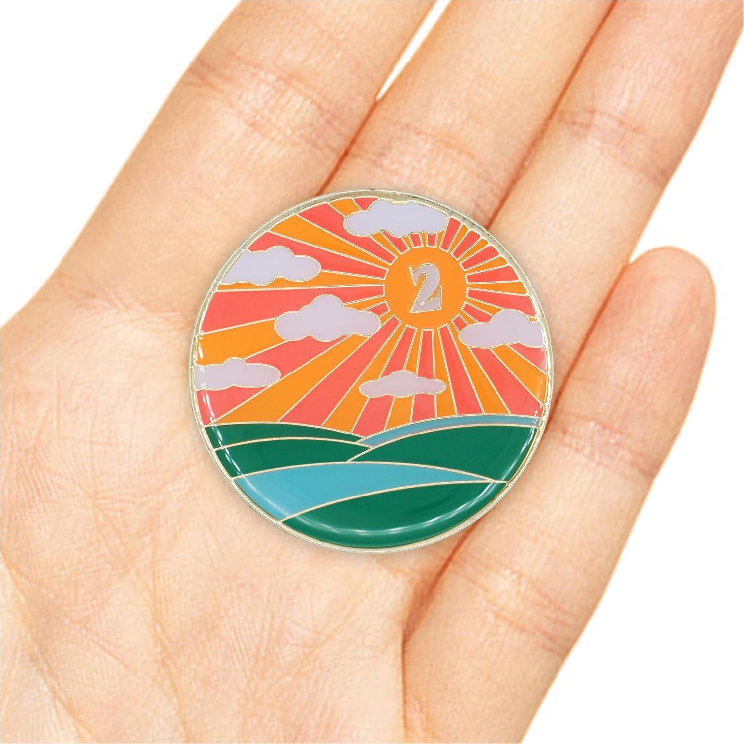 2 Year Sobriety Chip | Sunlight of the Spirit AA Coin Recovery Gift Affirmation Token | Glow in the Dark Gold Plated Medallion