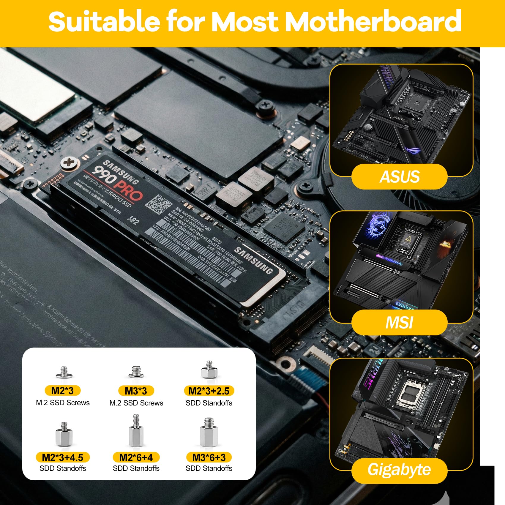 168PCS Computer Screws Kit Motherboard Screws Standoffs for Universal HDD, Chassis, Fan, PC Case, Graphics, M.2 SSD Screws for DIY and Repair, PC Screws with Magnetic Phillips and Slotted Scredriver - 4