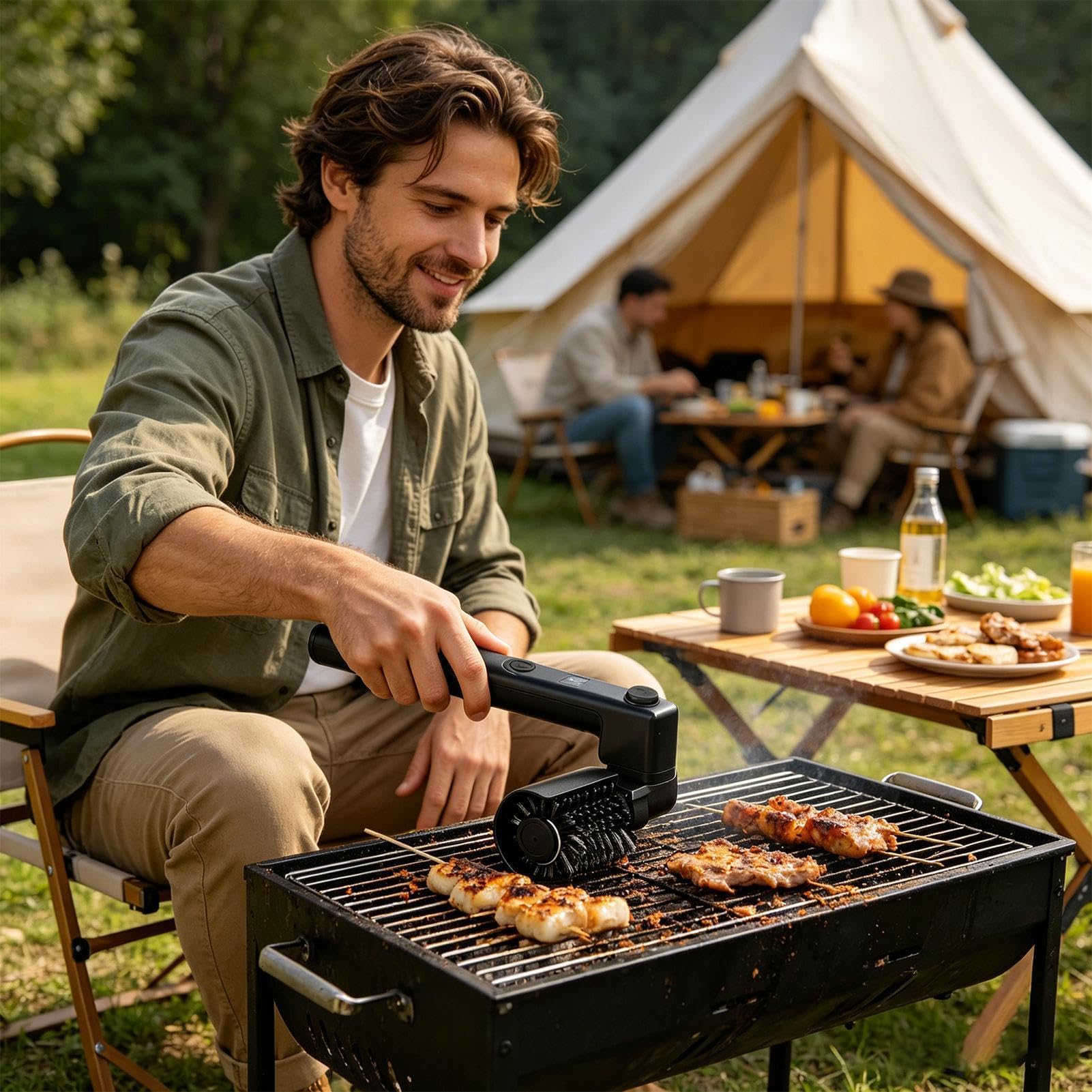 Spazzola elettrica da griglia Pulitore-Strofinatore Potente per Barbecue | Spazzola Da Griglia Per interni, esterni, ristoranti, viaggi, cortile, picnic, campeggio