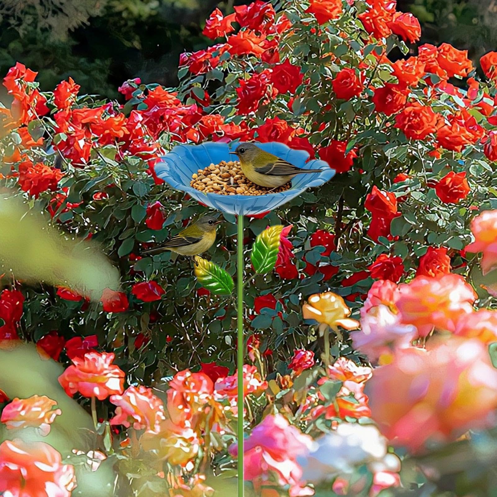 Estación Bebedero Abejas - Estaca Jardín Metal Bañera Pájaros Recipiente | Punto Agua Mariposas Forma Flor | Alimentador Hídrico Aves Desmontable Independiente Resistente Heladas para Fauna Silvestre — view 3
