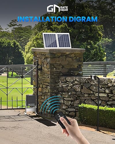 Miniatura 7 de GateNear Abridor automático de puerta corredera de hasta 1400 libras con 2 controles remotos, motor de CC con 1 batería de respaldo, entradas