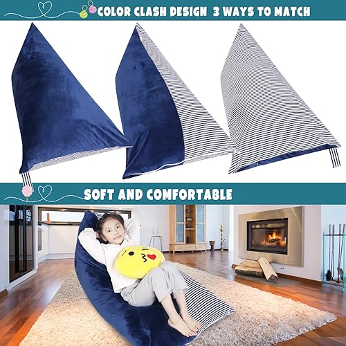 Miniatura 33 de LOLOMLO Funda para puf de almacenamiento de animales de peluche, terciopelo rosa, organizador de asiento para niños, adolescentes y adultos, sofá