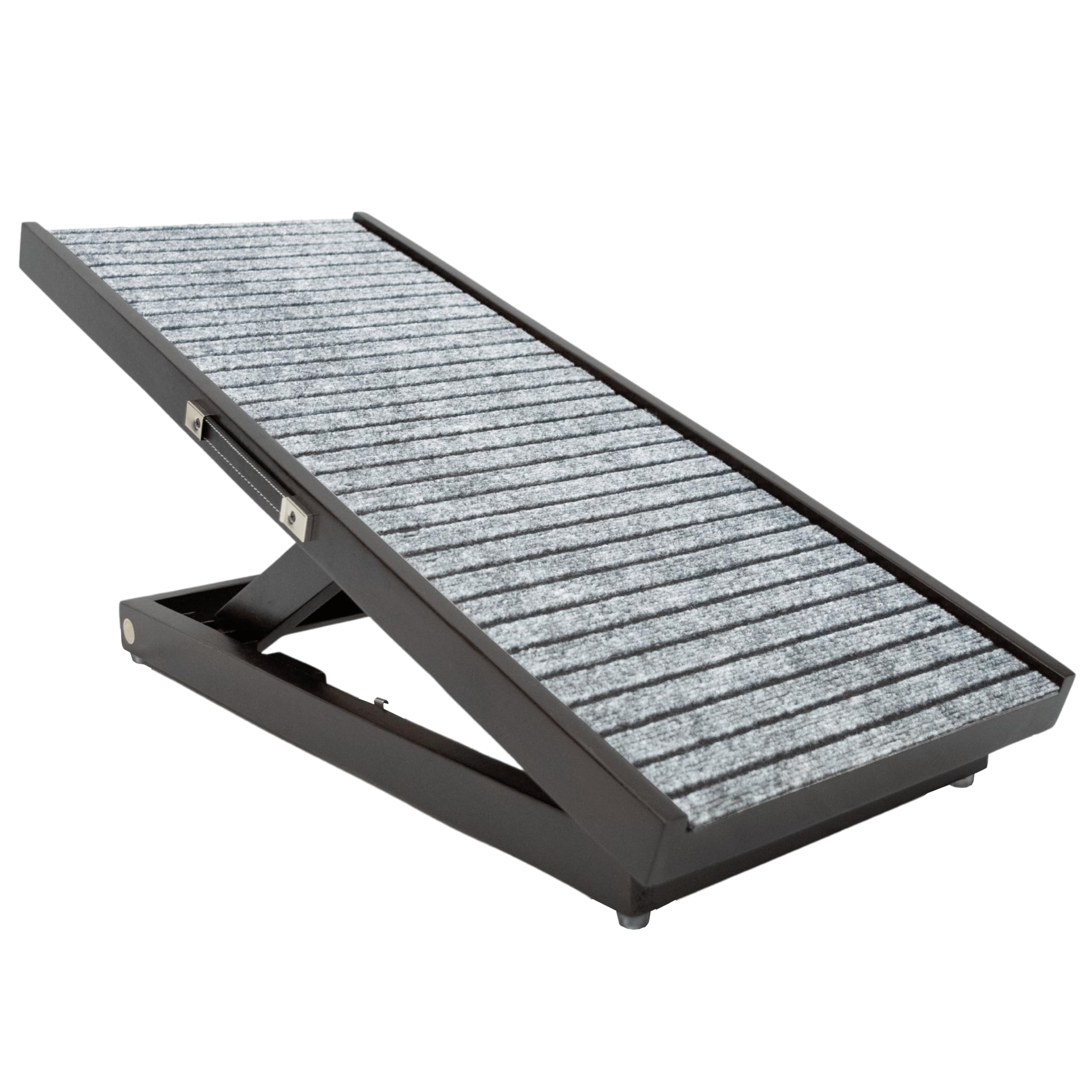 FurryLiving Foldable Solid Wood Pet Ramp for Dogs & Cats - Adjustable Height, Anti-Slip Carpet, Portable Ramp for Bed, Couch, or Car - Durable & Safe for Small, Medium, and Large Pets