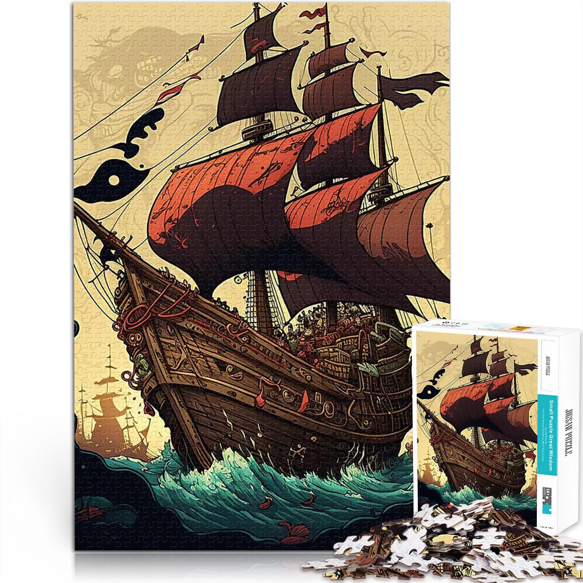 Puzzle 2000 pezzi per adolescenti nave pirata Giocattoli educativi per l'apprendimento Giochi per famiglie regali per amici e familiari 70x100cm