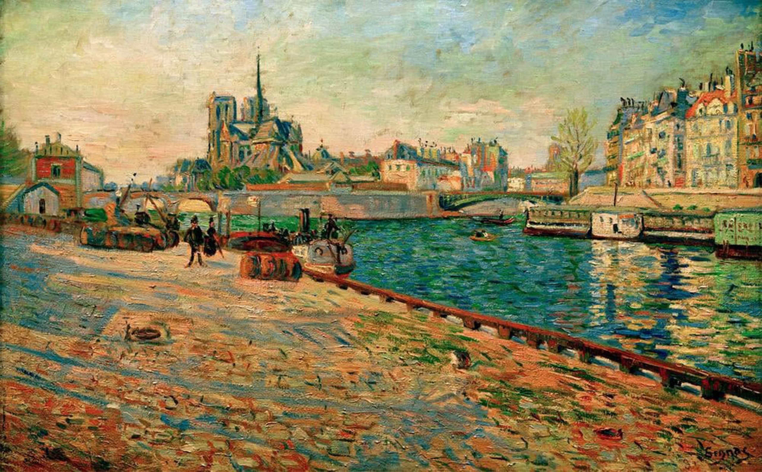 ARTXLXXBN Famous Art Print Poster Vintage Wall Art Notre-dame Ile Saint-louis Seen by Paul Signac Canvas Art Poster for Home Decor 60x90cm