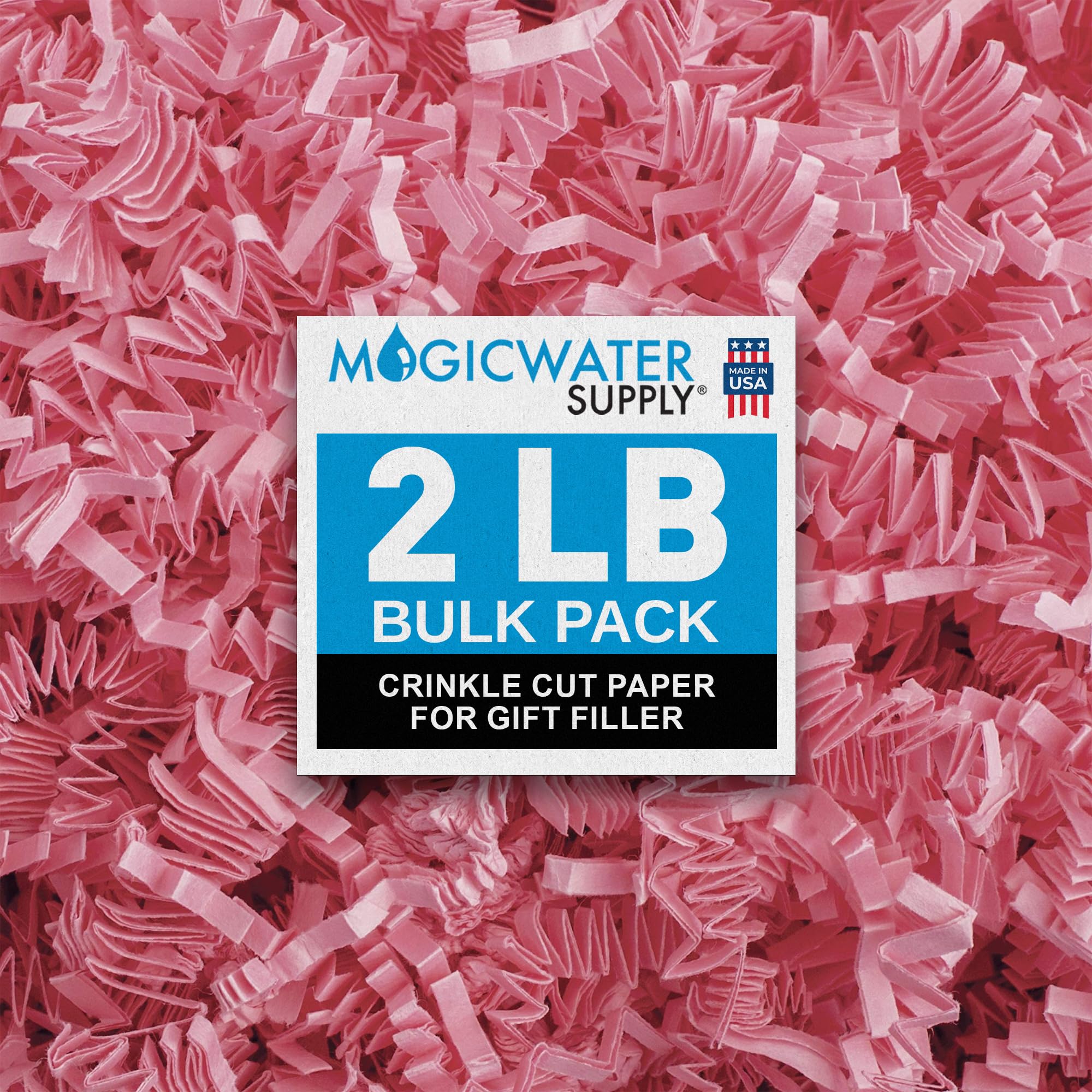 MagicWater Crinkle Cut Paper for Gift Baskets - 2LB - Light Pink - Perfect for Shredded Paper Filler, Basket Filler, Gift Boxes, Bridesmaid Gifts, Christmas Stuffers & More ā Ideal for All Occasions