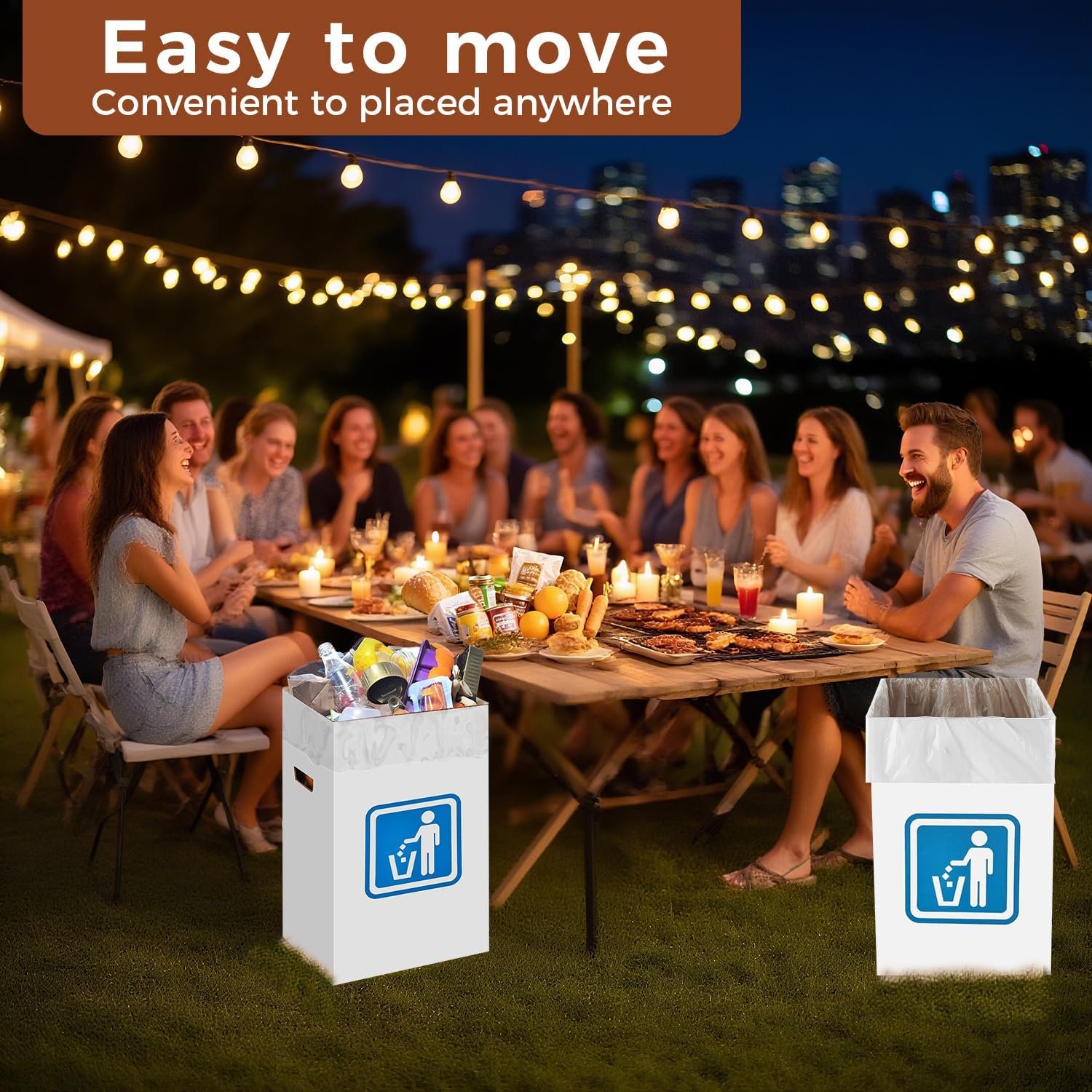 13 Gallon Cardboard Trash cans for Events (Pack of 10)， with 20 Liners Included，Be applicableOutdoor Events pop up Trash cans for Parties，Reusable Portable Garbage Can，in-Home Recycling Bins