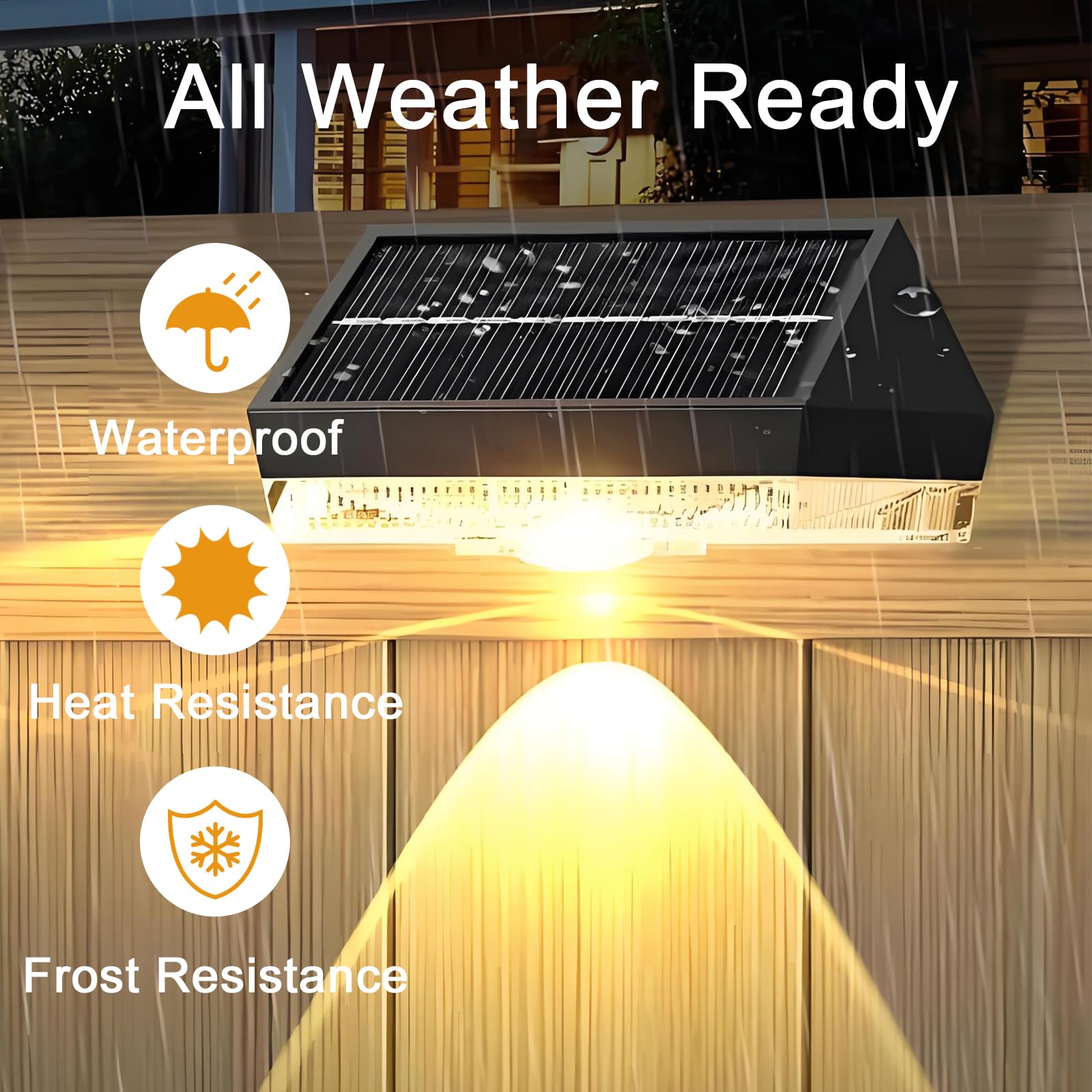 Anmossi Luci Solari per Esterni,4 Pezzi,Luci Solari Giardino Impermeabili,10 Modalità,Bianco Caldo,Bianco Freddo e RGB,per Gradini da Terrazza all'aperto,Ringhiere da Cortile,Piscine