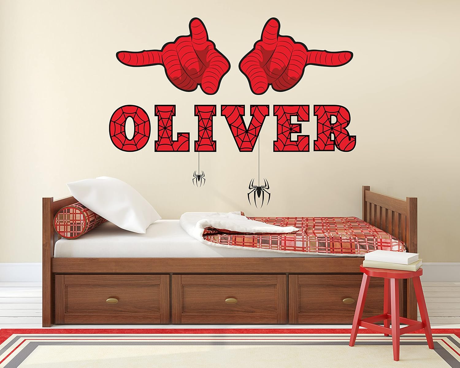 Spider Name Wall Decal - Superheroes Baby Decor - Nursery Room Superhero Decals - Custom Name Children's Art for Bedroom Playroom - Mural Sticker for Kids - Image 3