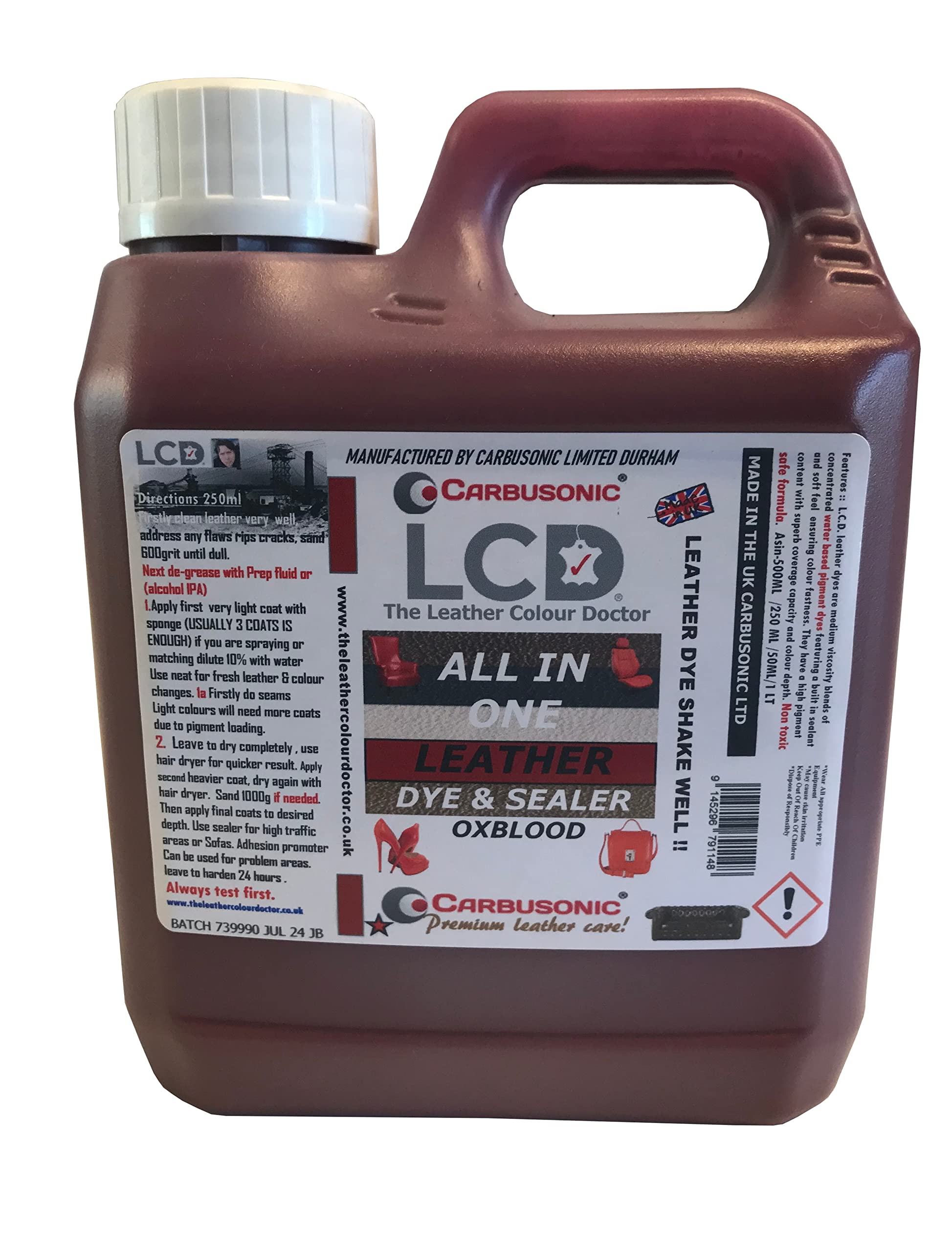 Carbusonic All in one Leather dye and sealant, Interior Leather Paint for Car Seats, Sofas, Arm Chairs, Shoes, Handbags & More. (Dark Grey, 500 ml) — view 13
