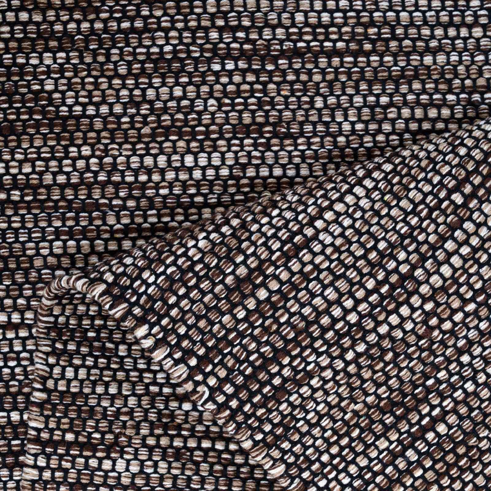 Taracarpet Handwebteppich Borkum Teppich fürs Wohnzimmer, Schlafzimmer und als Küchenteppich geeignet 100% Baumwolle braun 120x170 cm