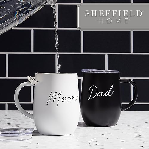 Miniatura 5 de Sheffield Home Juego de 2 tazas de café de cerámica negra de 16 onzas, aptas para lavavajillas y microondas, para anuncio de embarazo