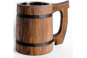 Old Style Viking Tankard: Eco-Conscious Wooden Beer Mug with Handmade Charm